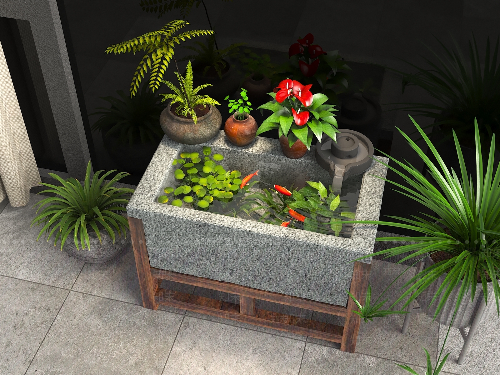 新中式中式水景SU模型下载【ID:1165462521】