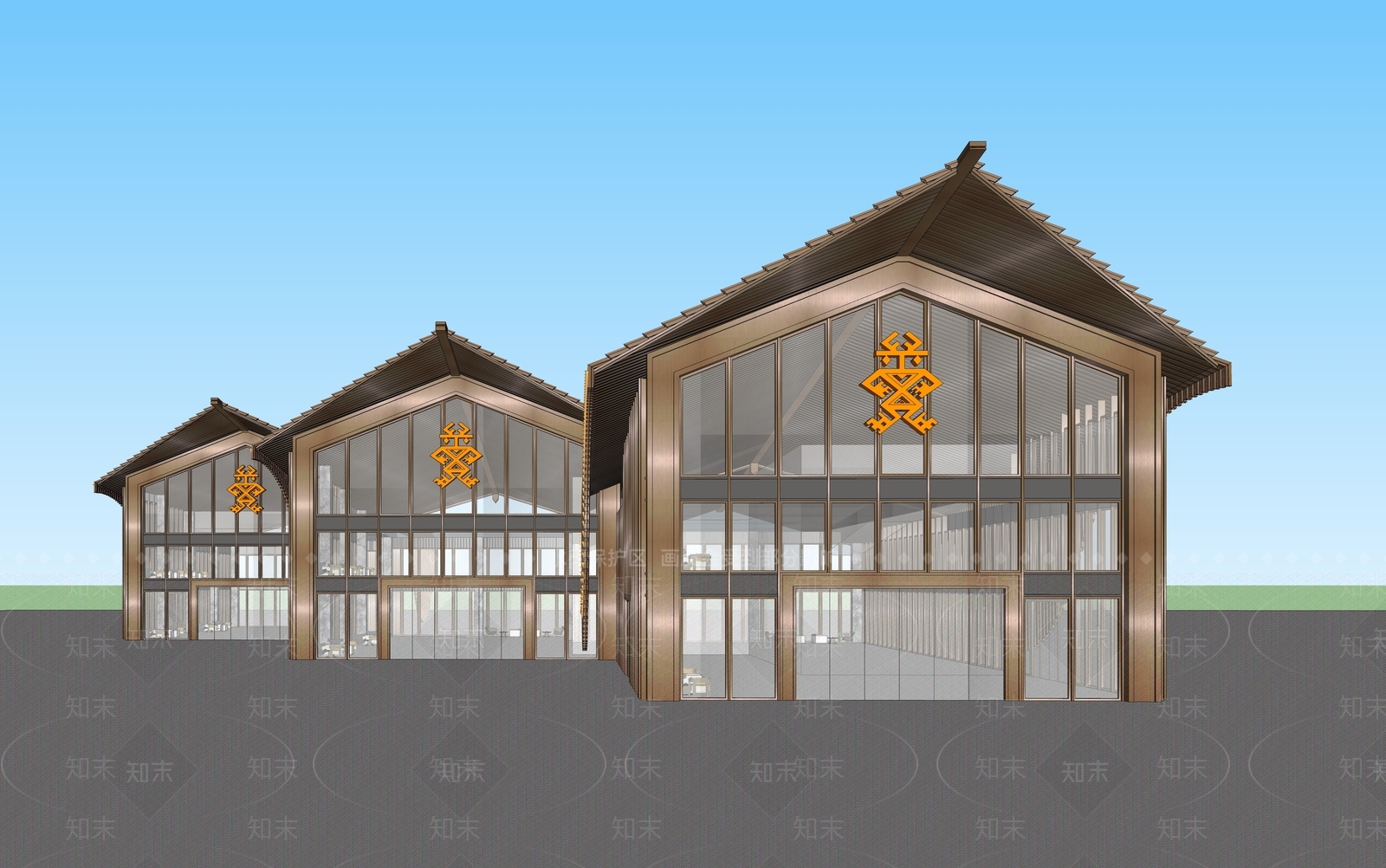 新中式其他文化场馆SU模型下载【ID:1165487767】