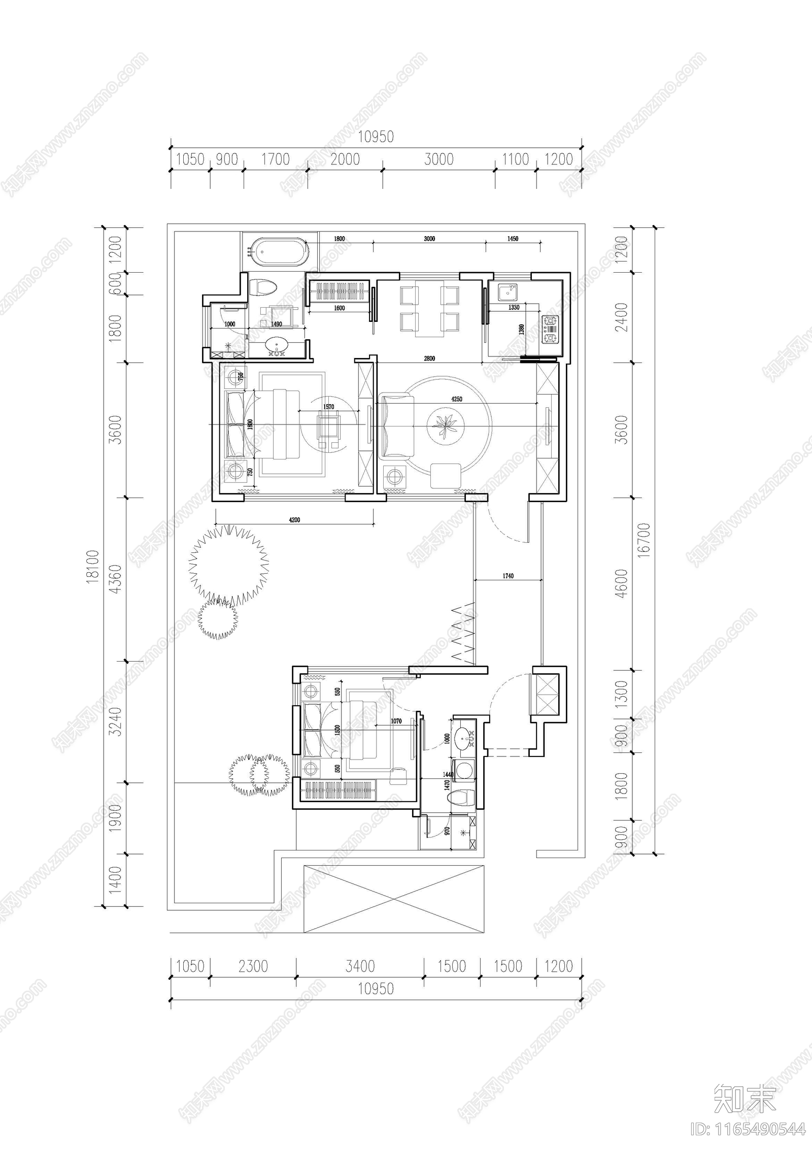 现代新中式别墅建筑施工图下载【ID:1165490544】