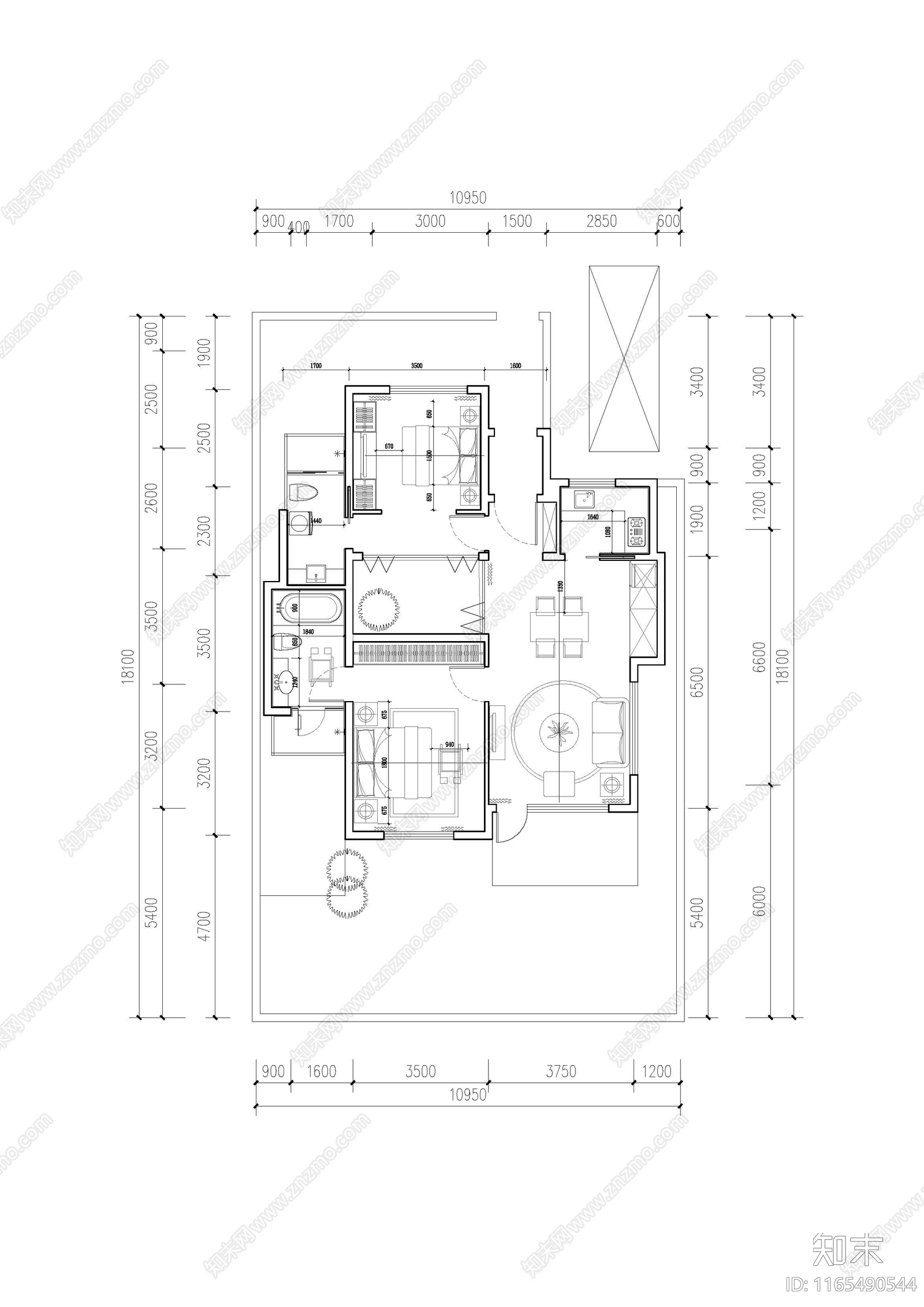 现代新中式别墅建筑施工图下载【ID:1165490544】