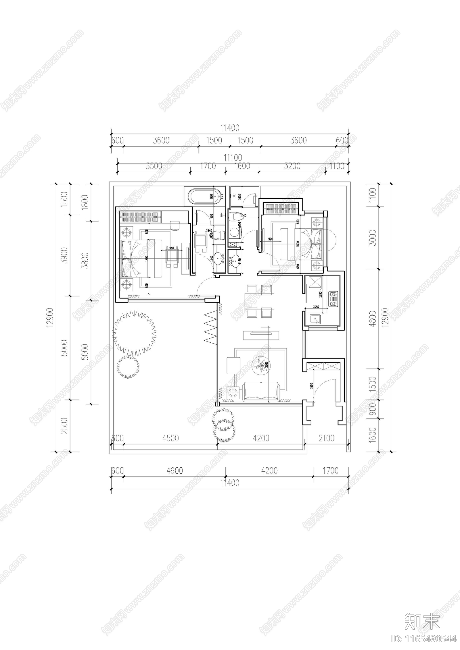 现代新中式别墅建筑施工图下载【ID:1165490544】