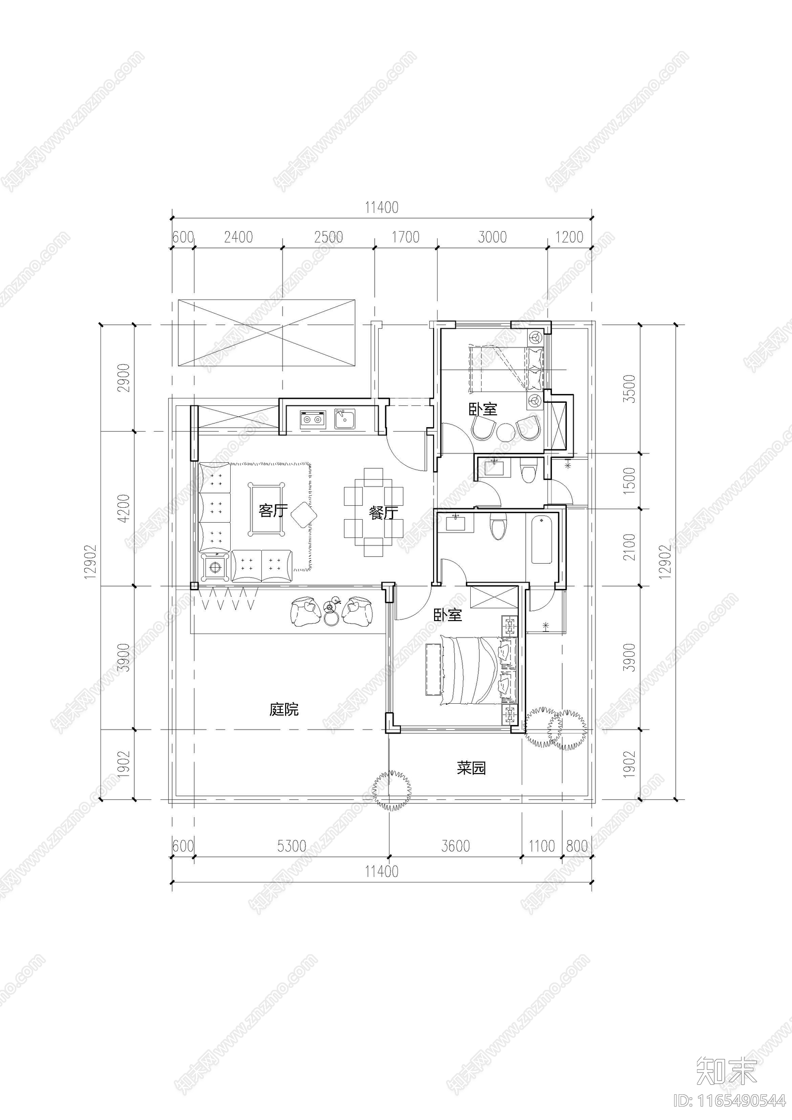 现代新中式别墅建筑施工图下载【ID:1165490544】