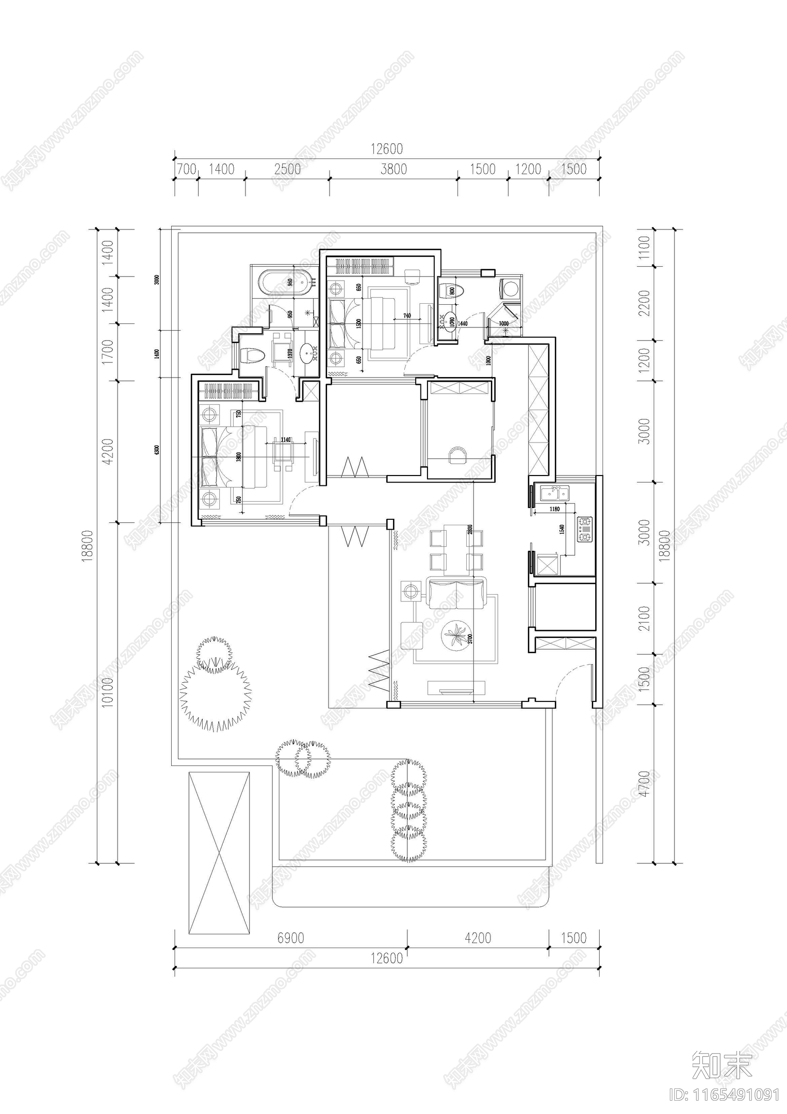 现代新中式别墅建筑cad施工图下载【ID:1165491091】