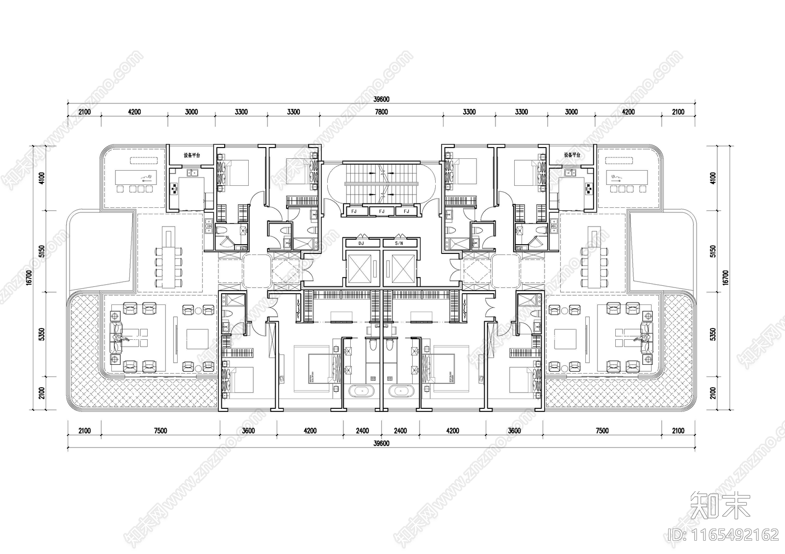 现代住宅楼建筑施工图下载【ID:1165492162】