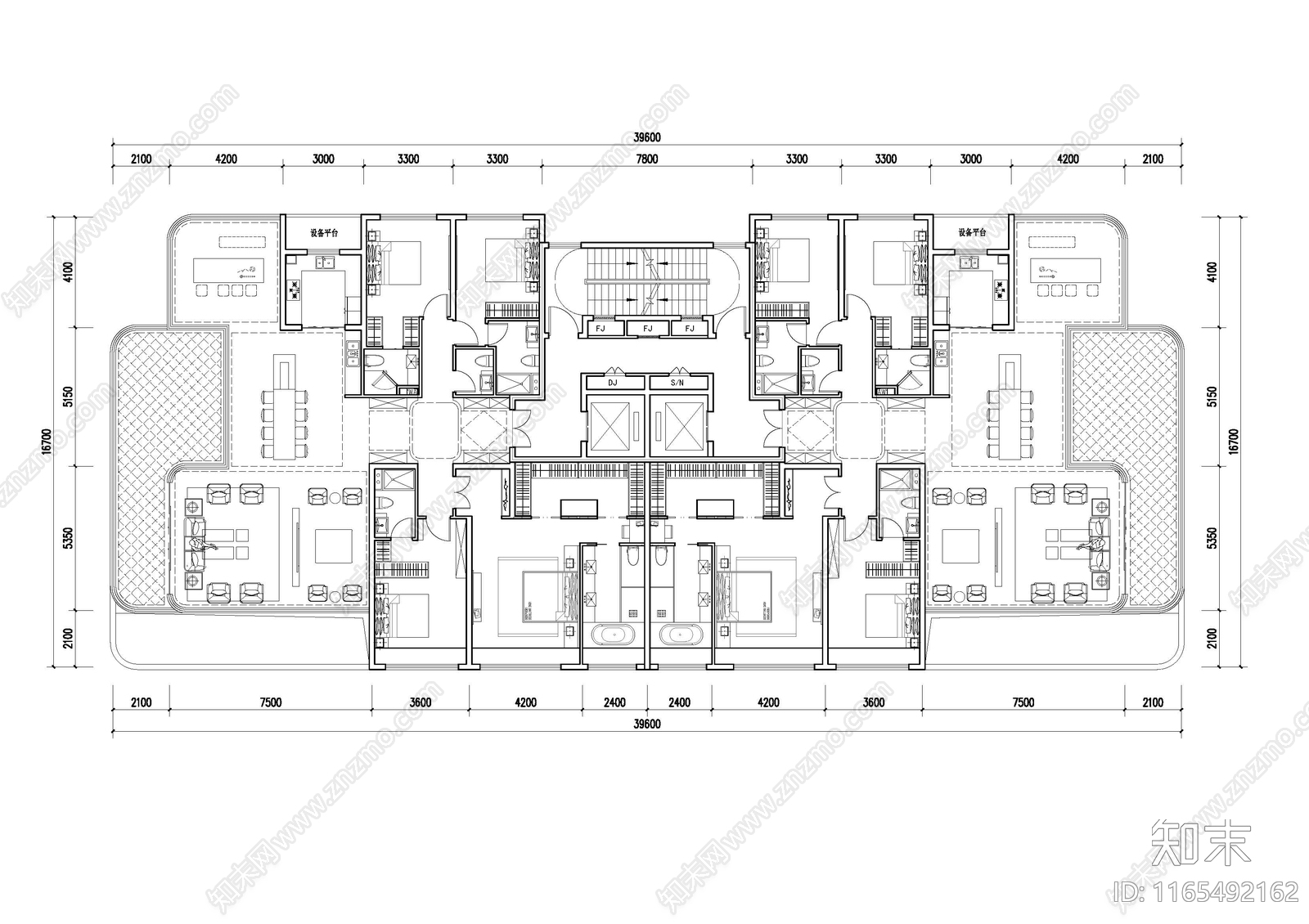 现代住宅楼建筑施工图下载【ID:1165492162】