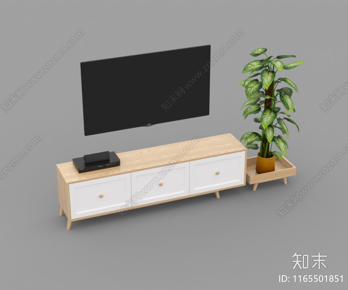 原木禅意电视柜3D模型下载【ID:1165501851】