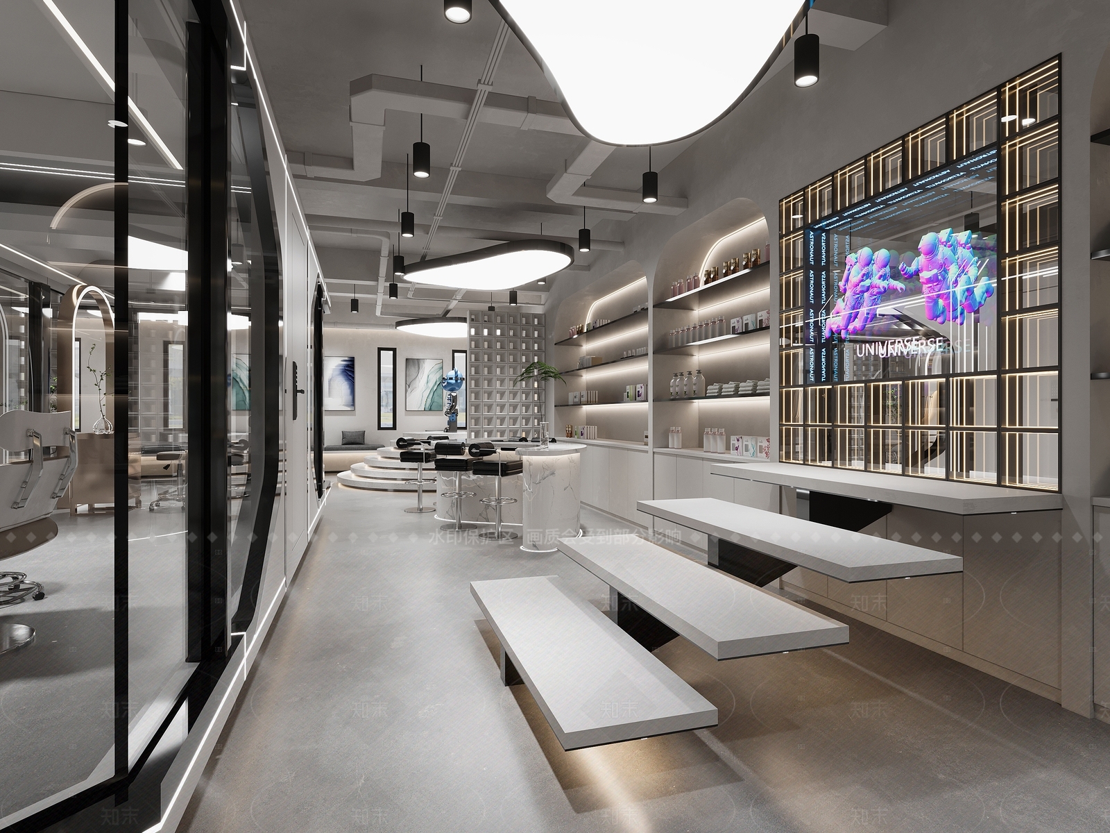 现代美发店3D模型下载【ID:1165510695】