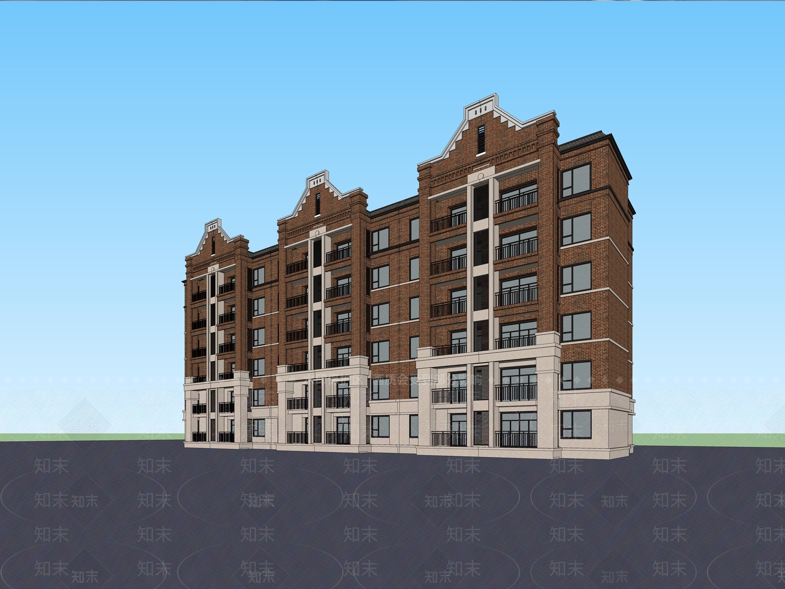 简欧复古多层住宅SU模型下载【ID:1165511161】