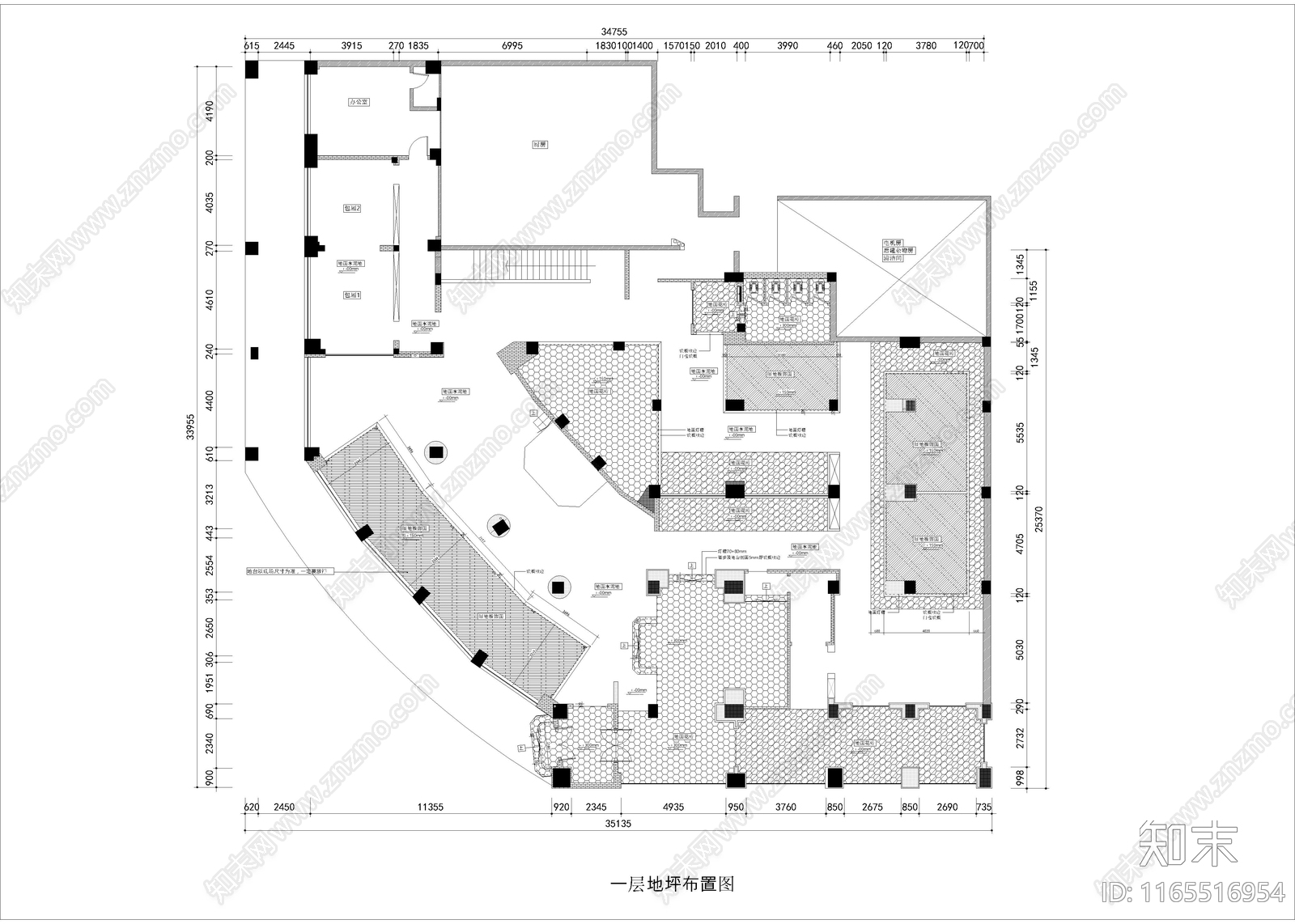 现代中餐厅cad施工图下载【ID:1165516954】