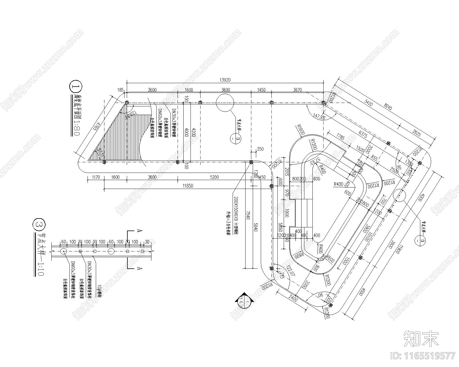 现代廊架节点cad施工图下载【ID:1165519577】