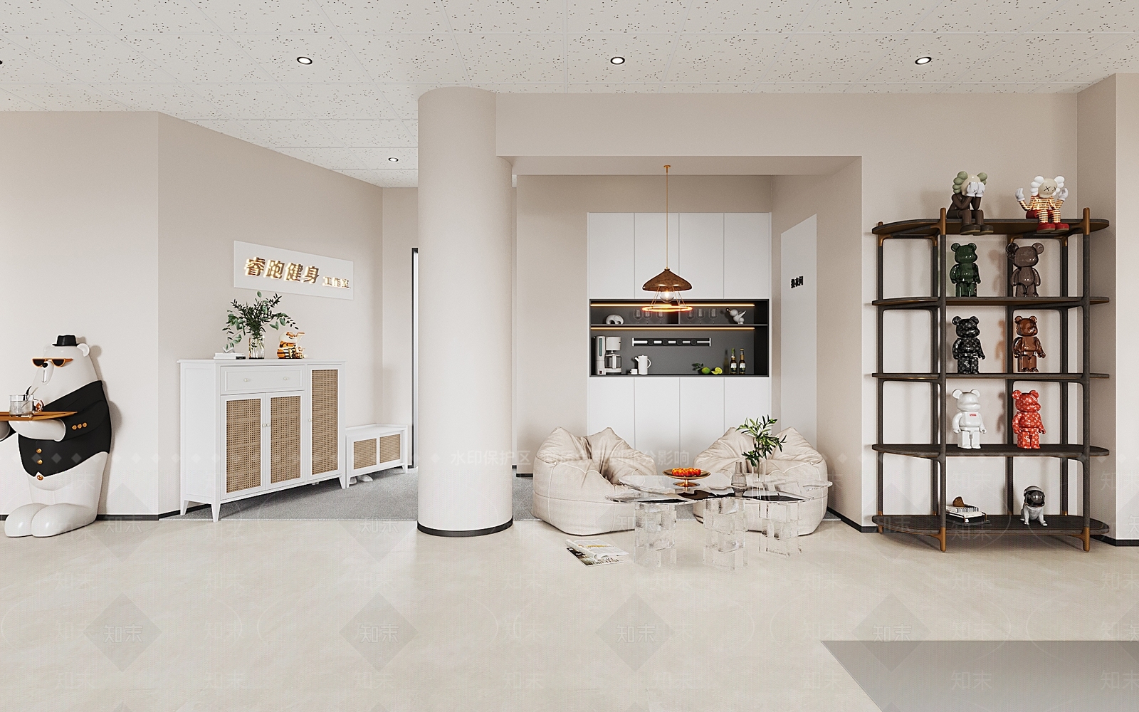 现代奶油健身房3D模型下载【ID:1165524581】
