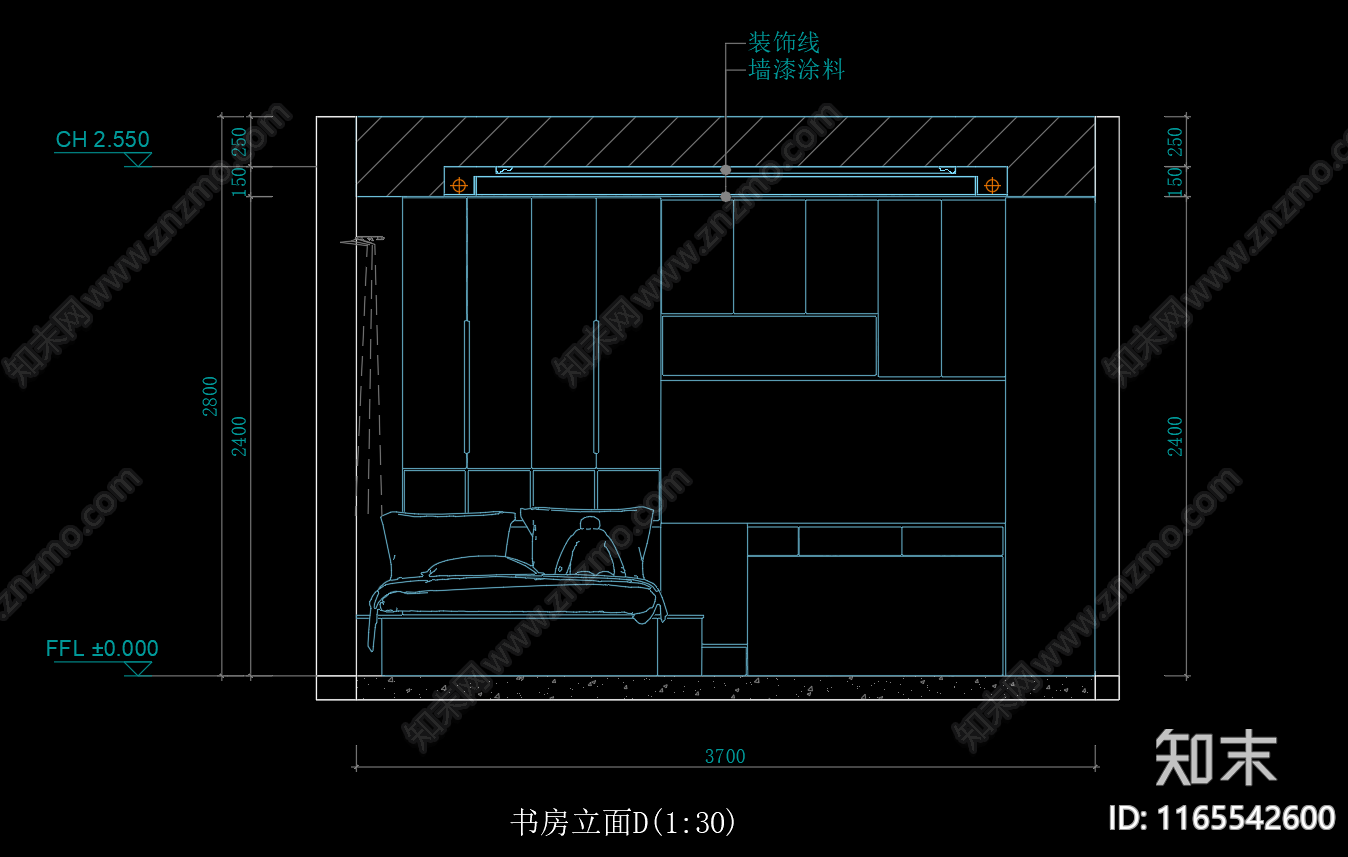 现代简约榻榻米施工图下载【ID:1165542600】