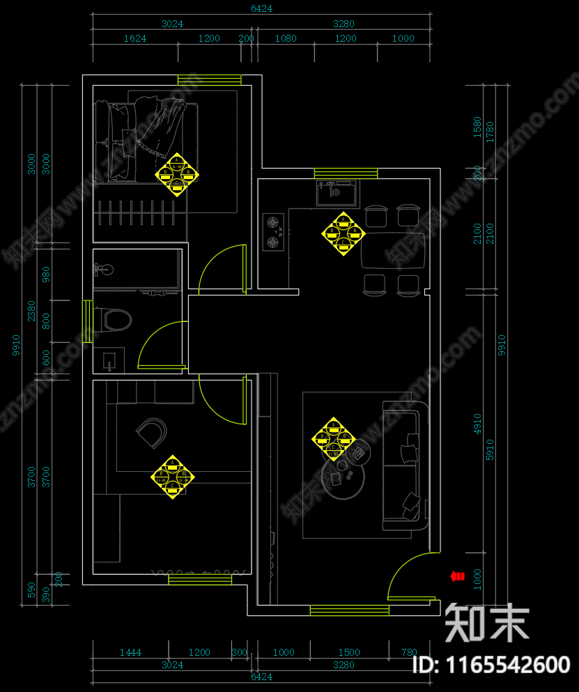 现代简约榻榻米施工图下载【ID:1165542600】