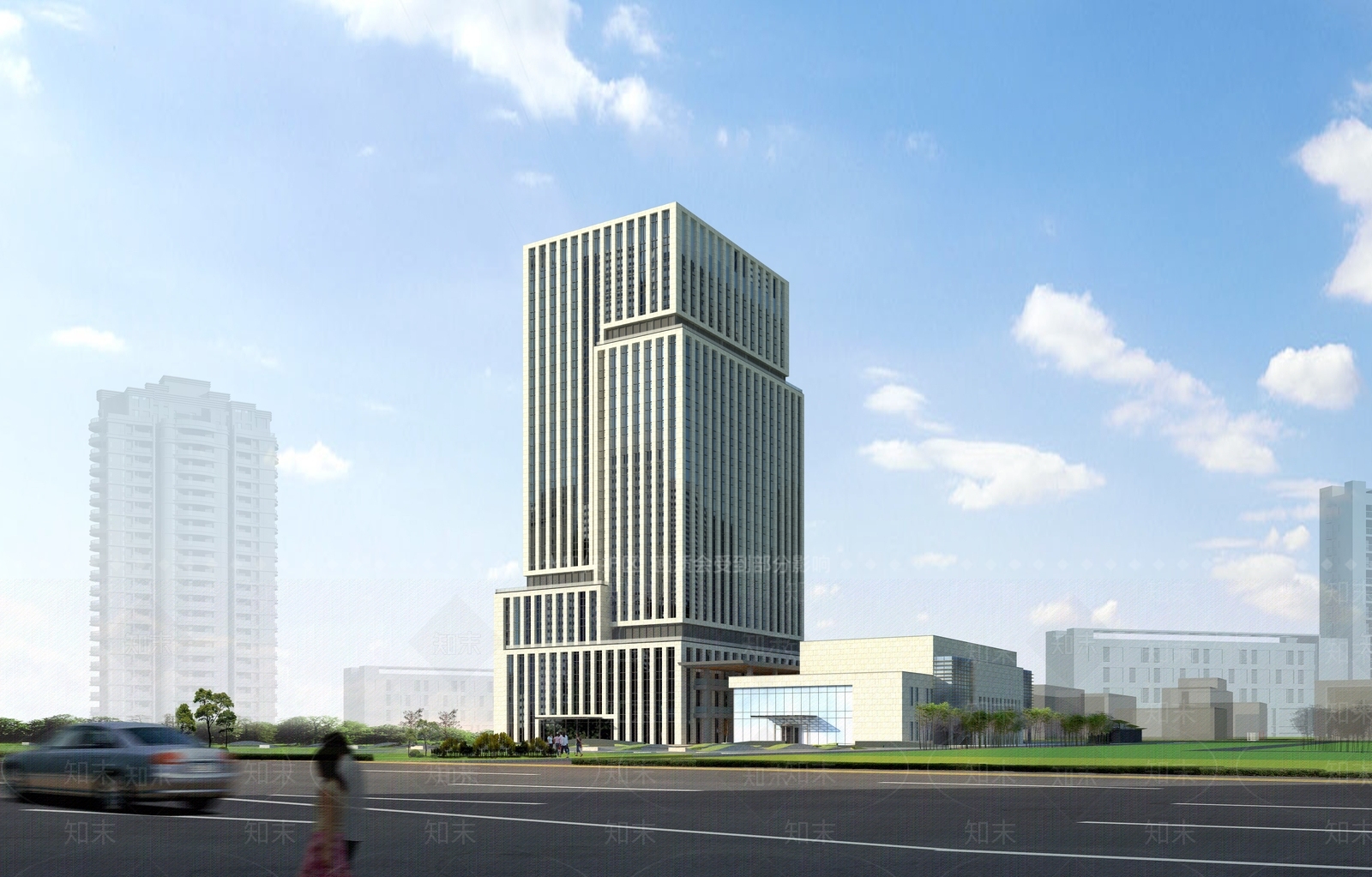 现代简约办公楼SU模型下载【ID:1165546086】