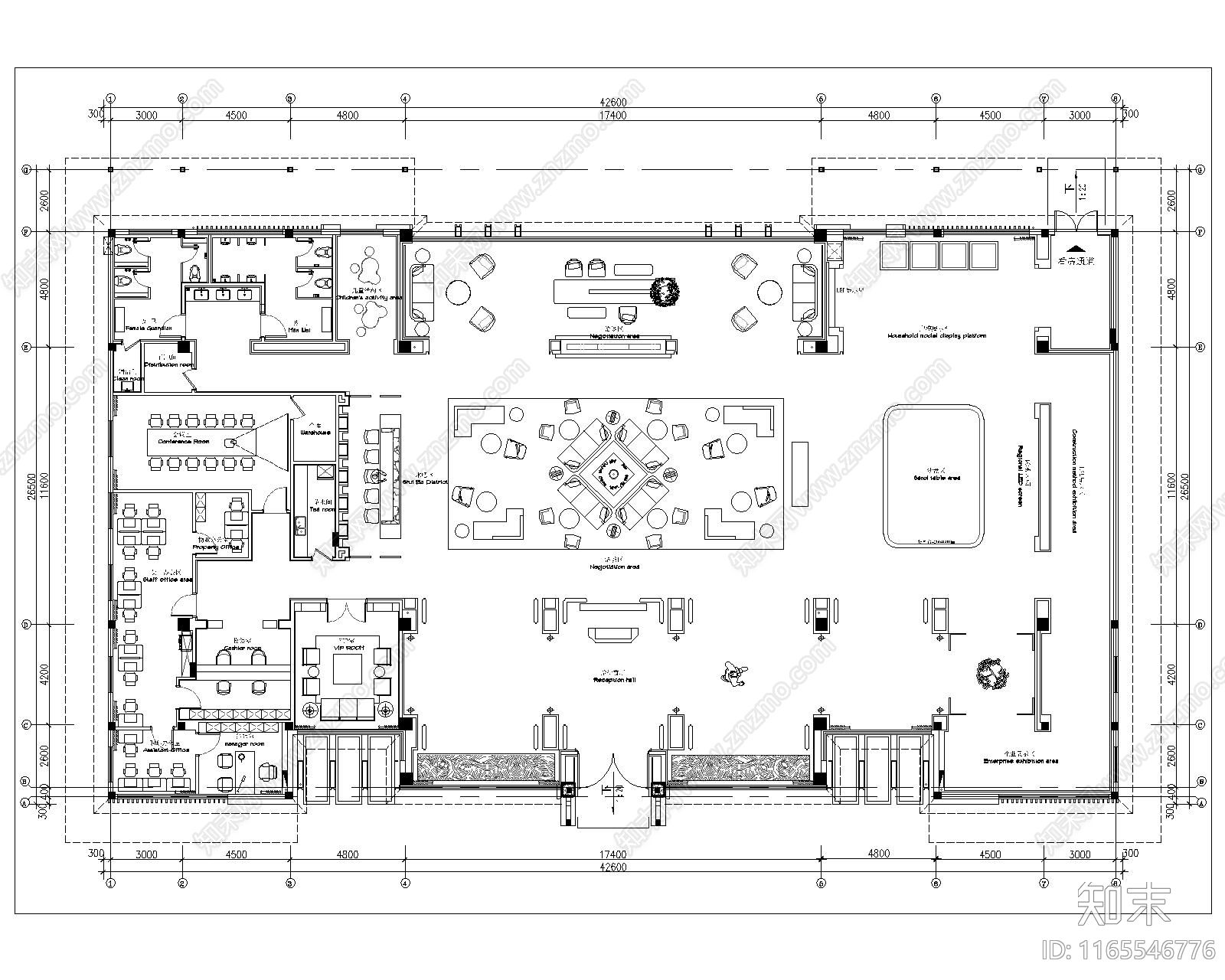 现代售楼处cad施工图下载【ID:1165546776】