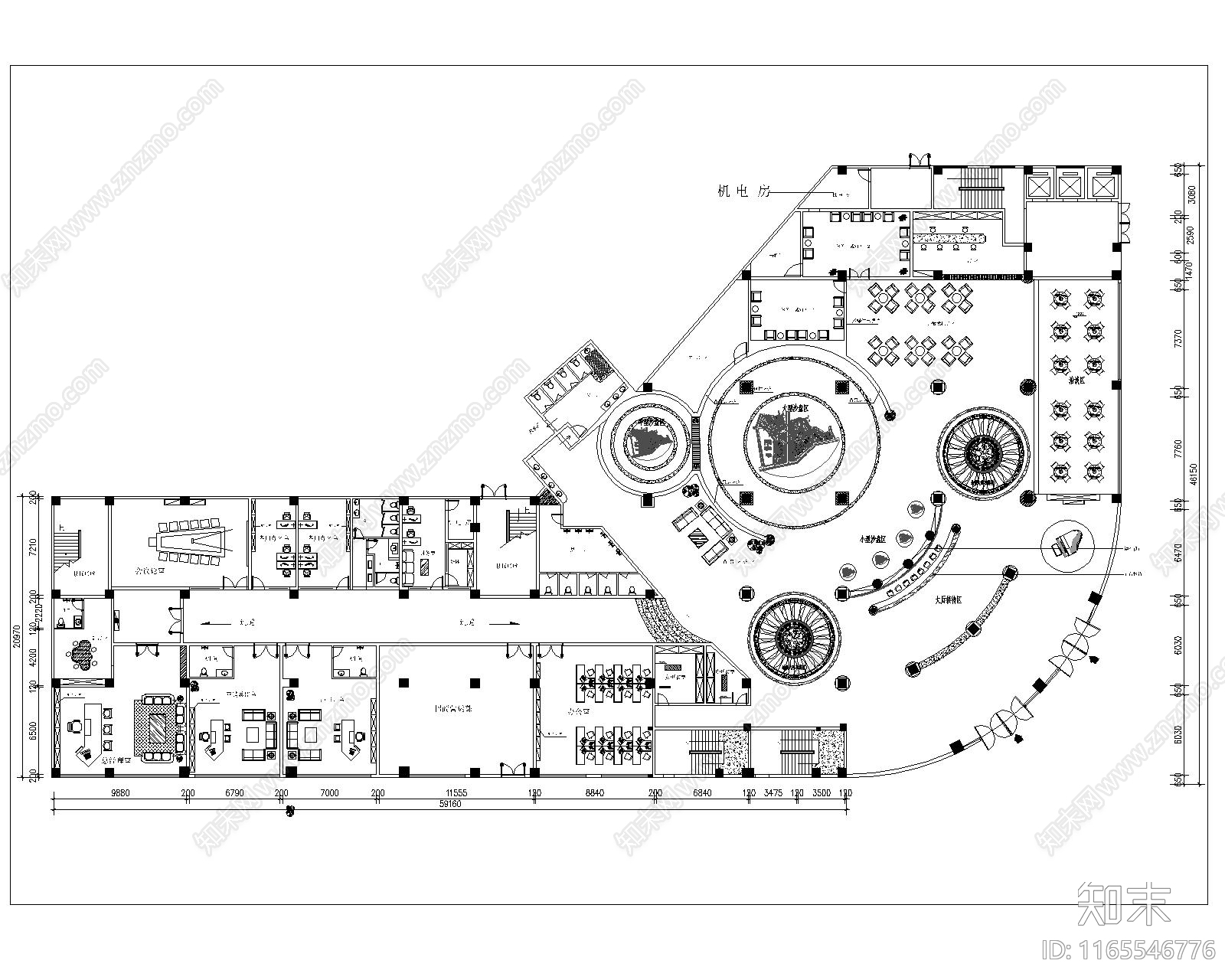 现代售楼处cad施工图下载【ID:1165546776】
