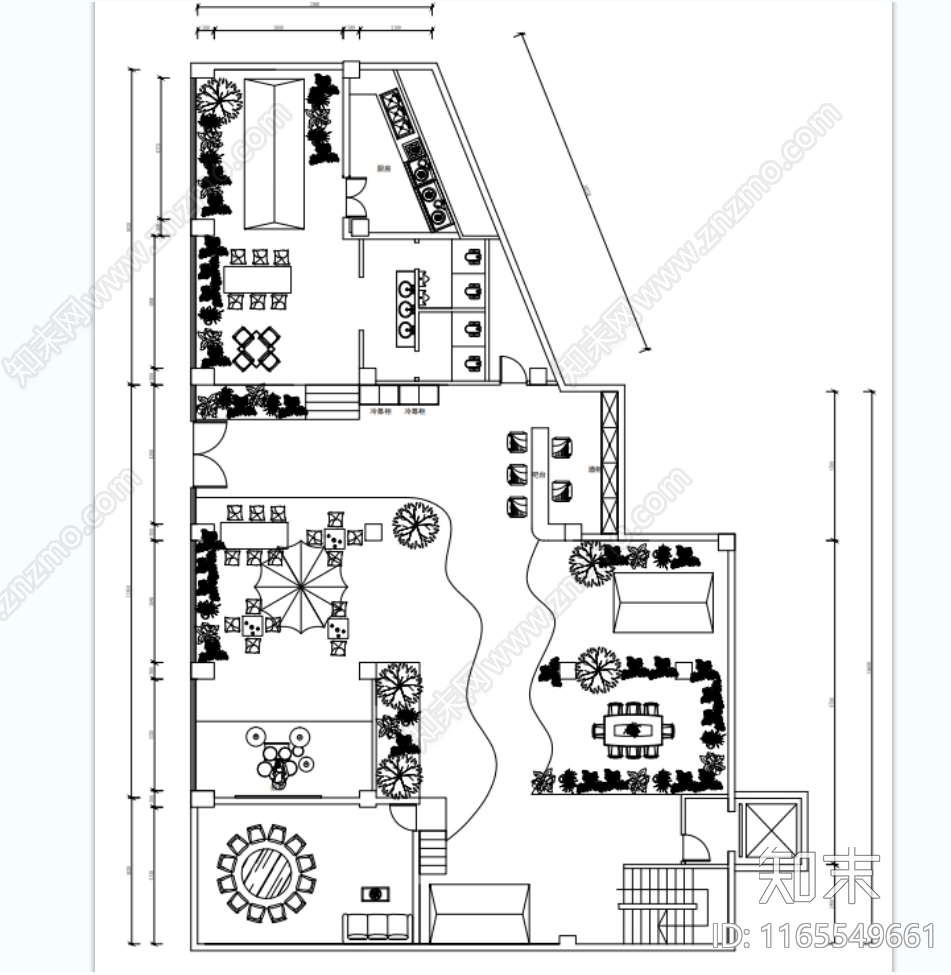 现代茶餐厅cad施工图下载【ID:1165549661】