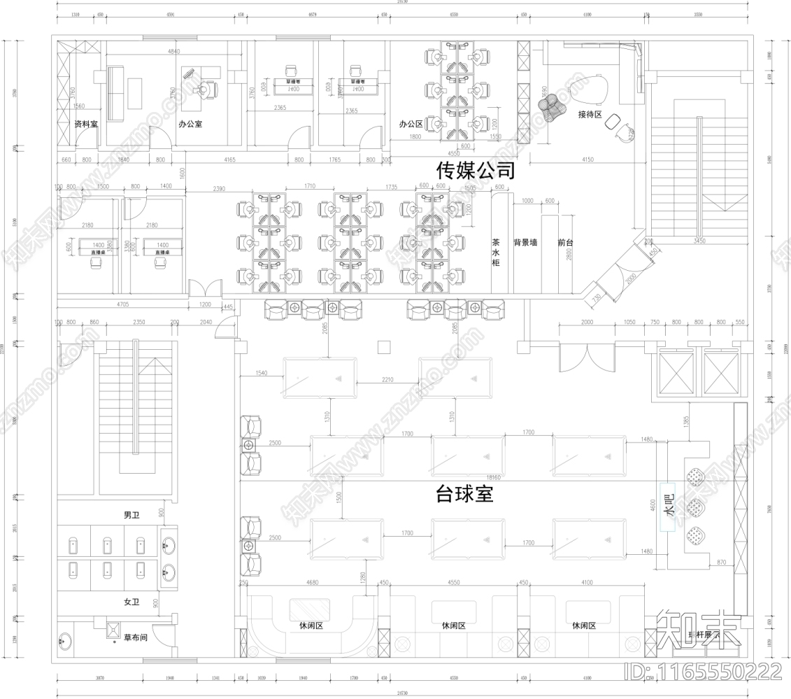 现代办公室cad施工图下载【ID:1165550222】