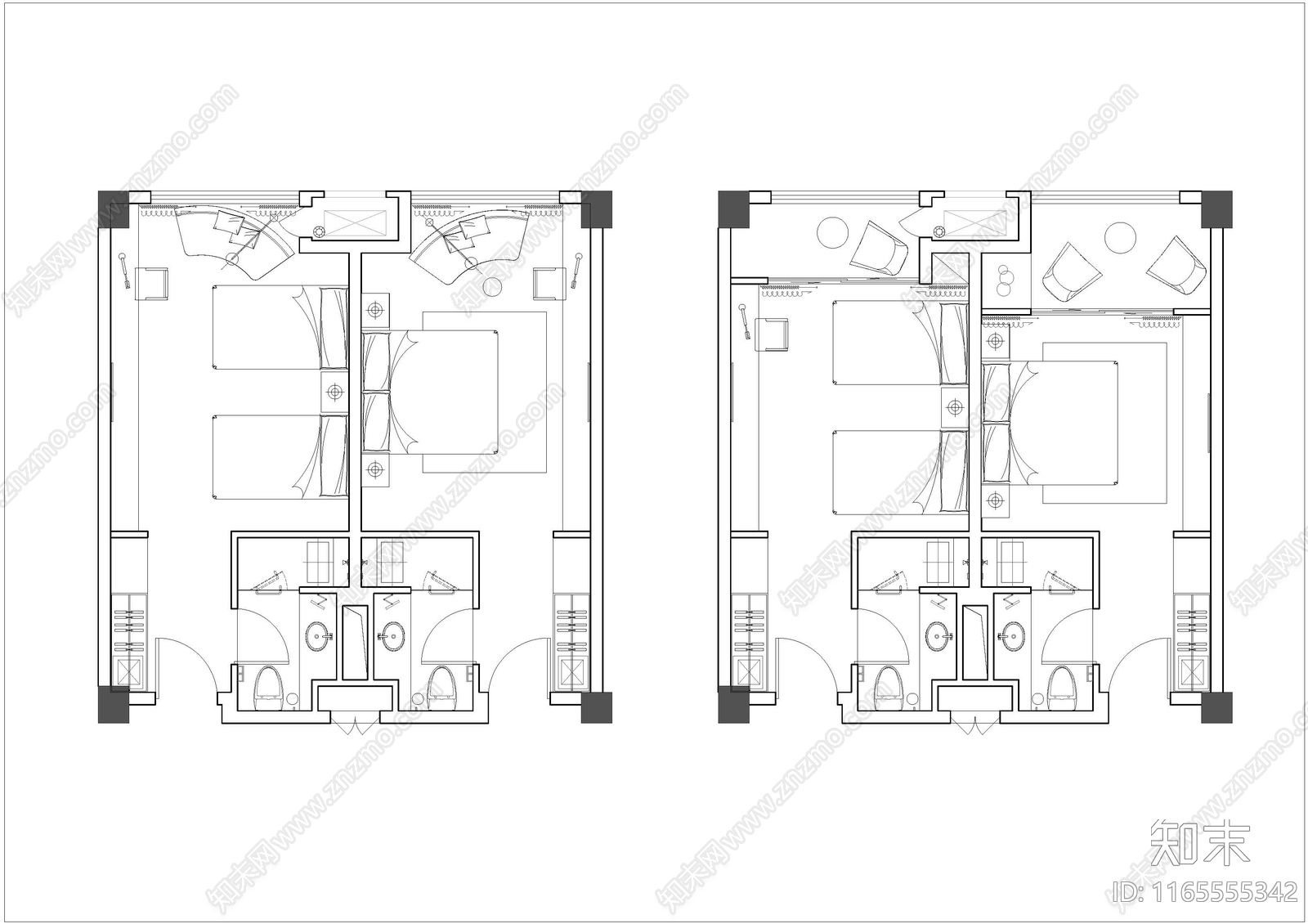 现代酒店建筑施工图下载【ID:1165555342】