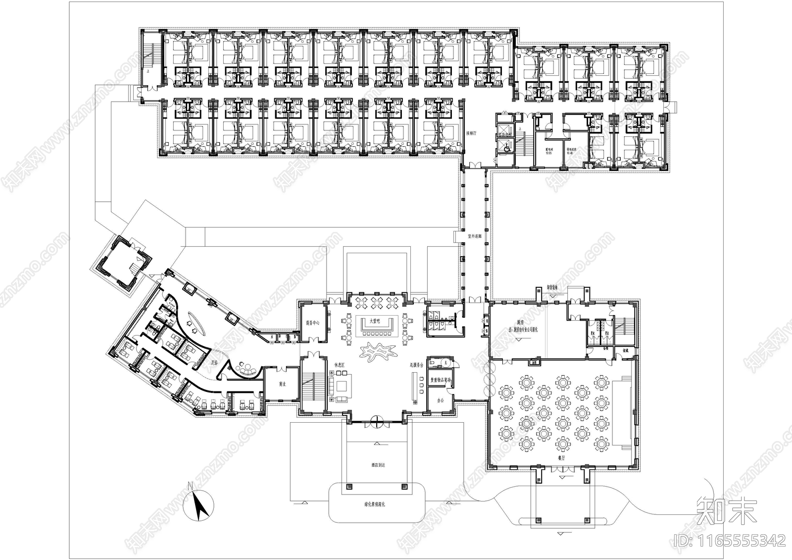 现代酒店建筑施工图下载【ID:1165555342】