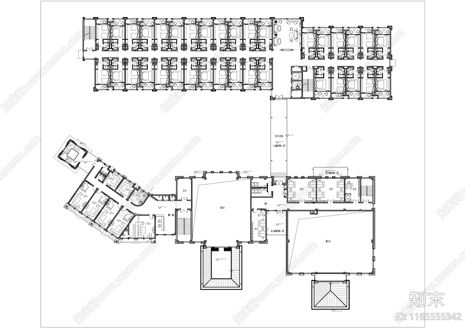 现代酒店建筑施工图下载【ID:1165555342】