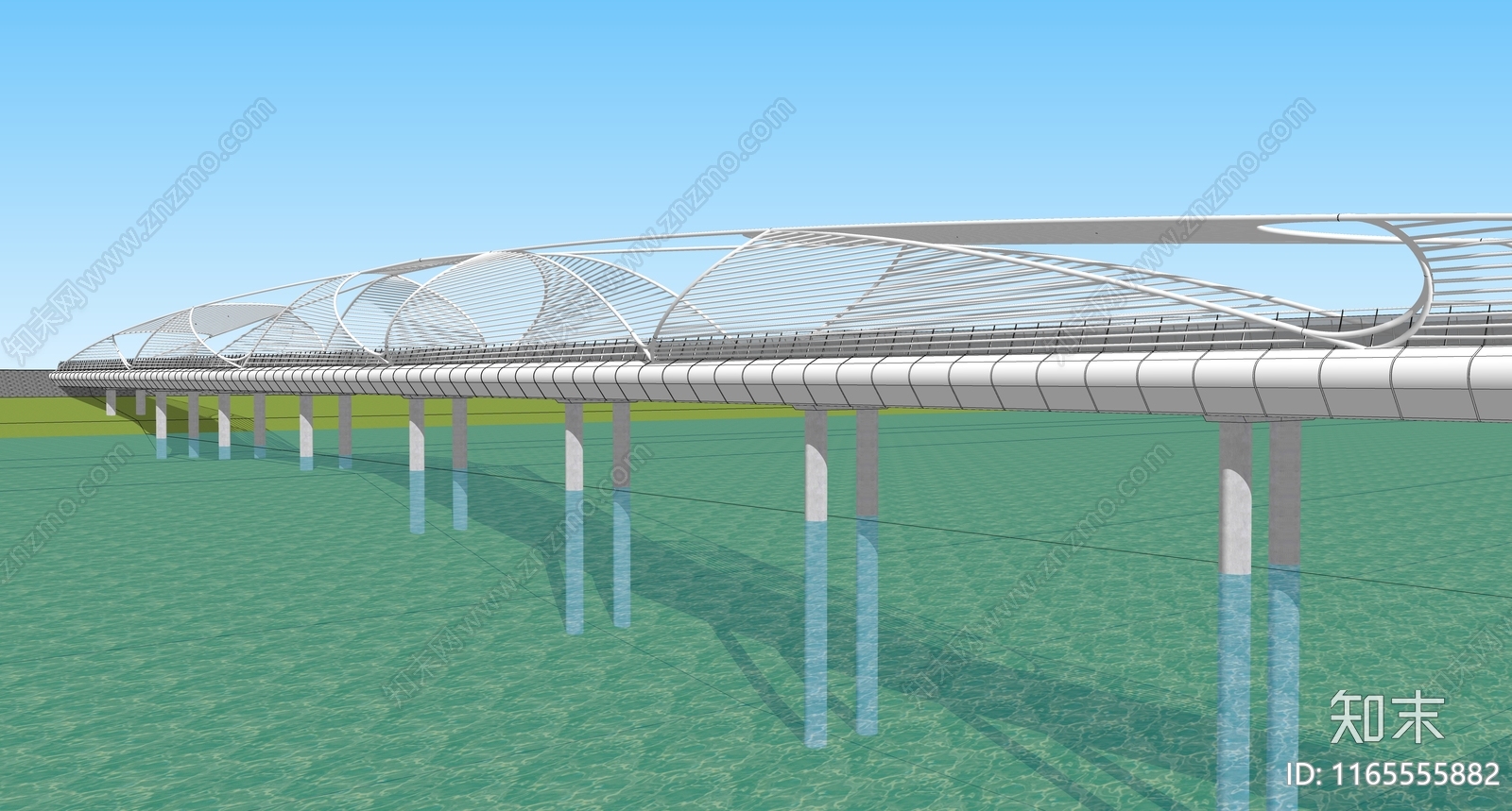现代极简大桥SU模型下载【ID:1165555882】
