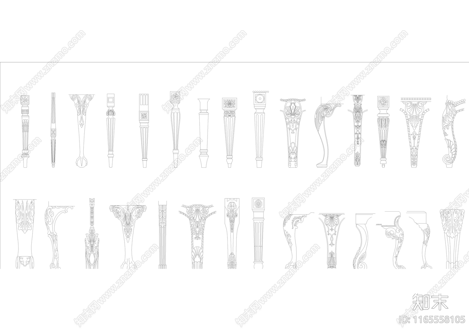 现代新中式桌椅施工图下载【ID:1165558105】