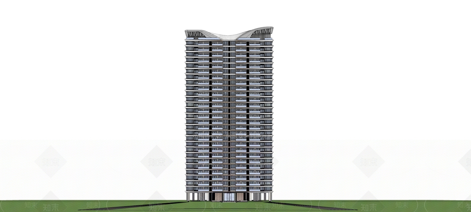 现代高层住宅SU模型下载【ID:1165561174】
