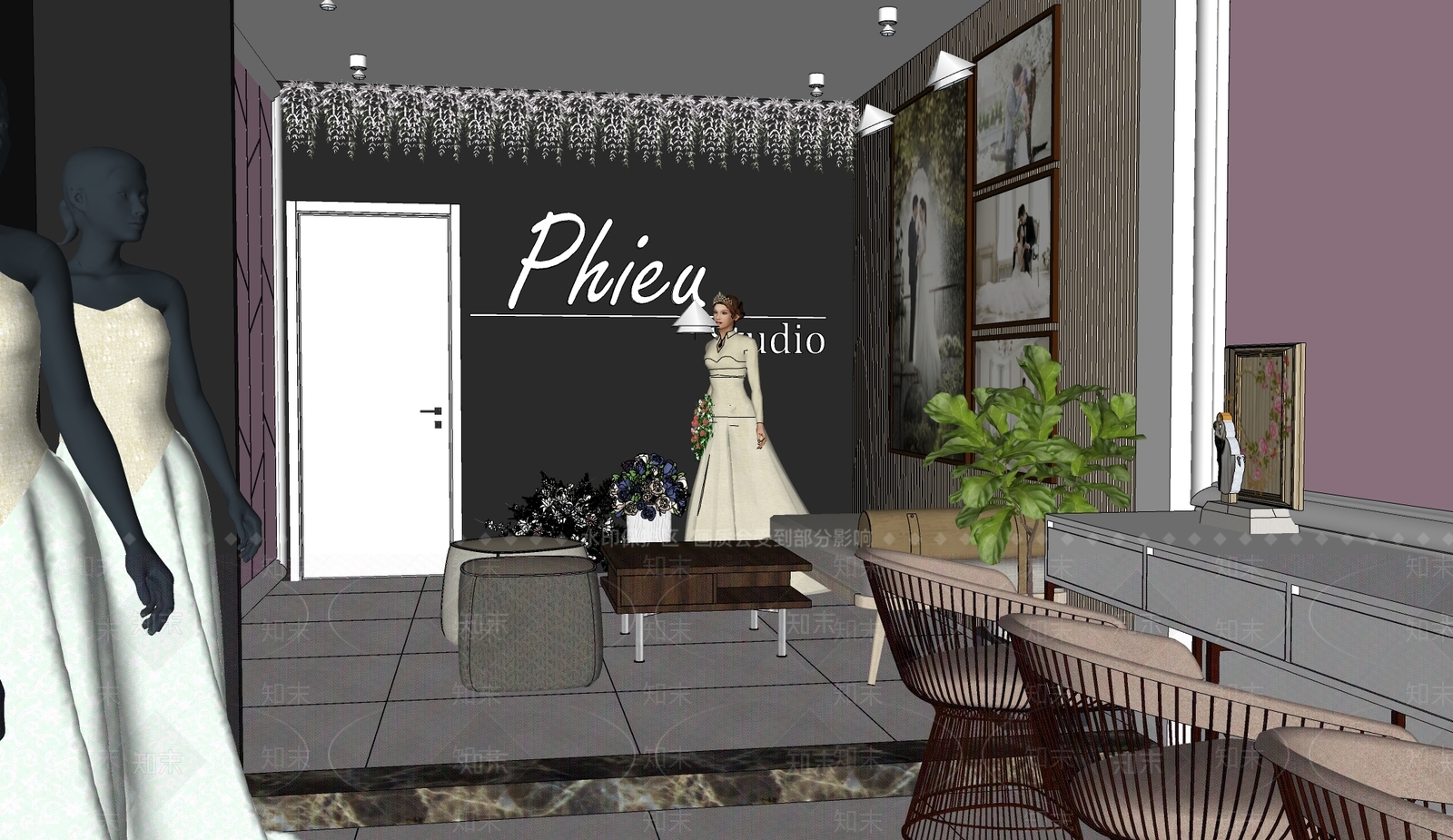 婚纱摄影店SU模型下载【ID:1165561363】