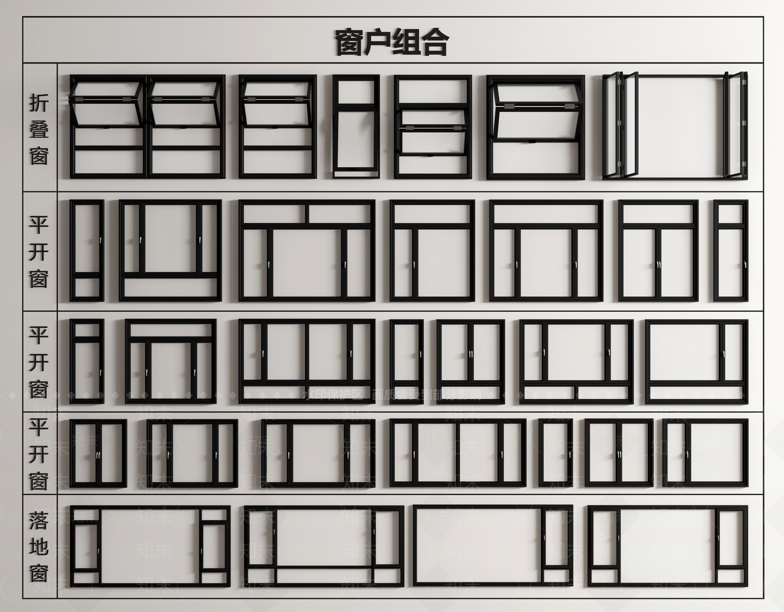 现代简约窗户组合SU模型下载【ID:1165563861】