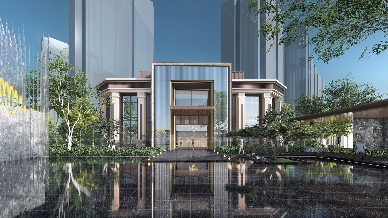 现代新中式售楼处建筑SU模型下载【ID:1165567538】