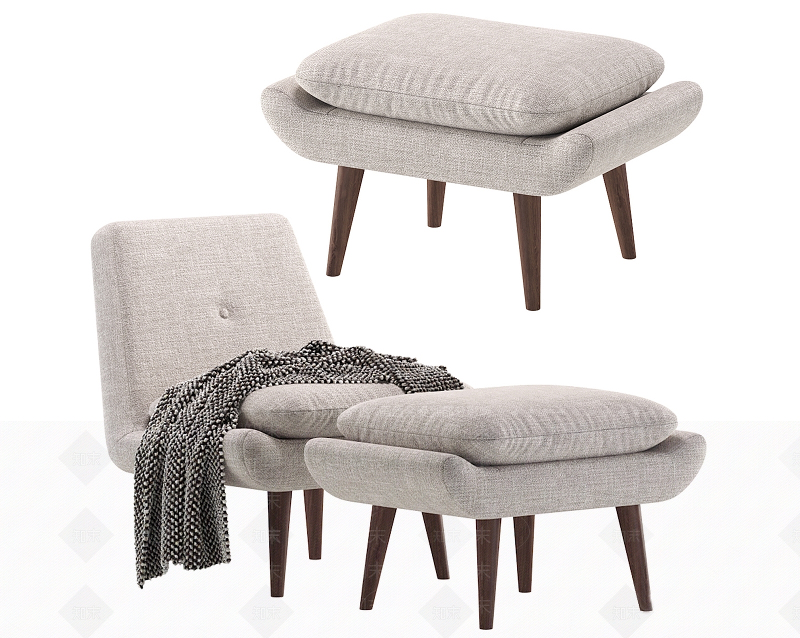 现代极简单人沙发3D模型下载【ID:1165567784】