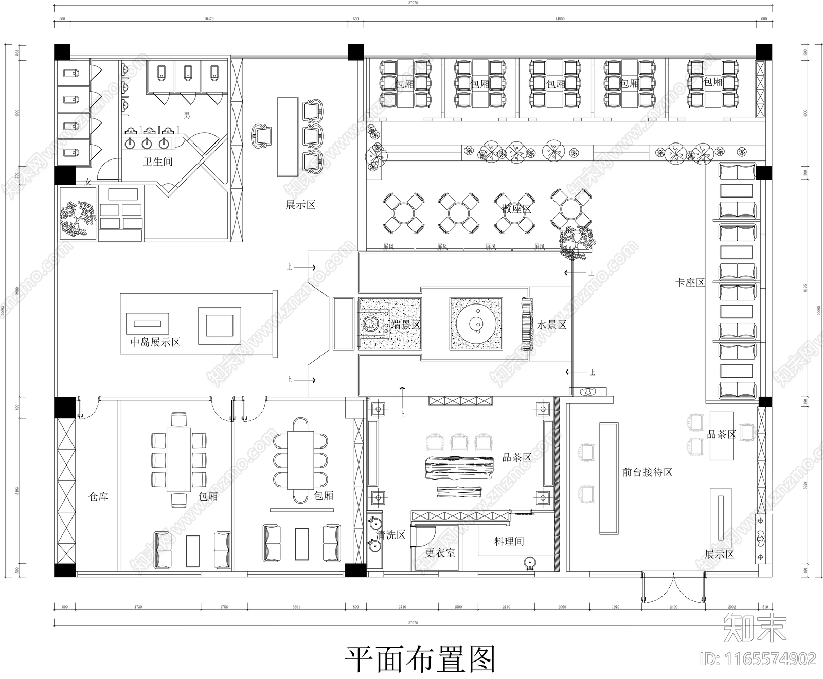 中式其他餐饮空间cad施工图下载【ID:1165574902】