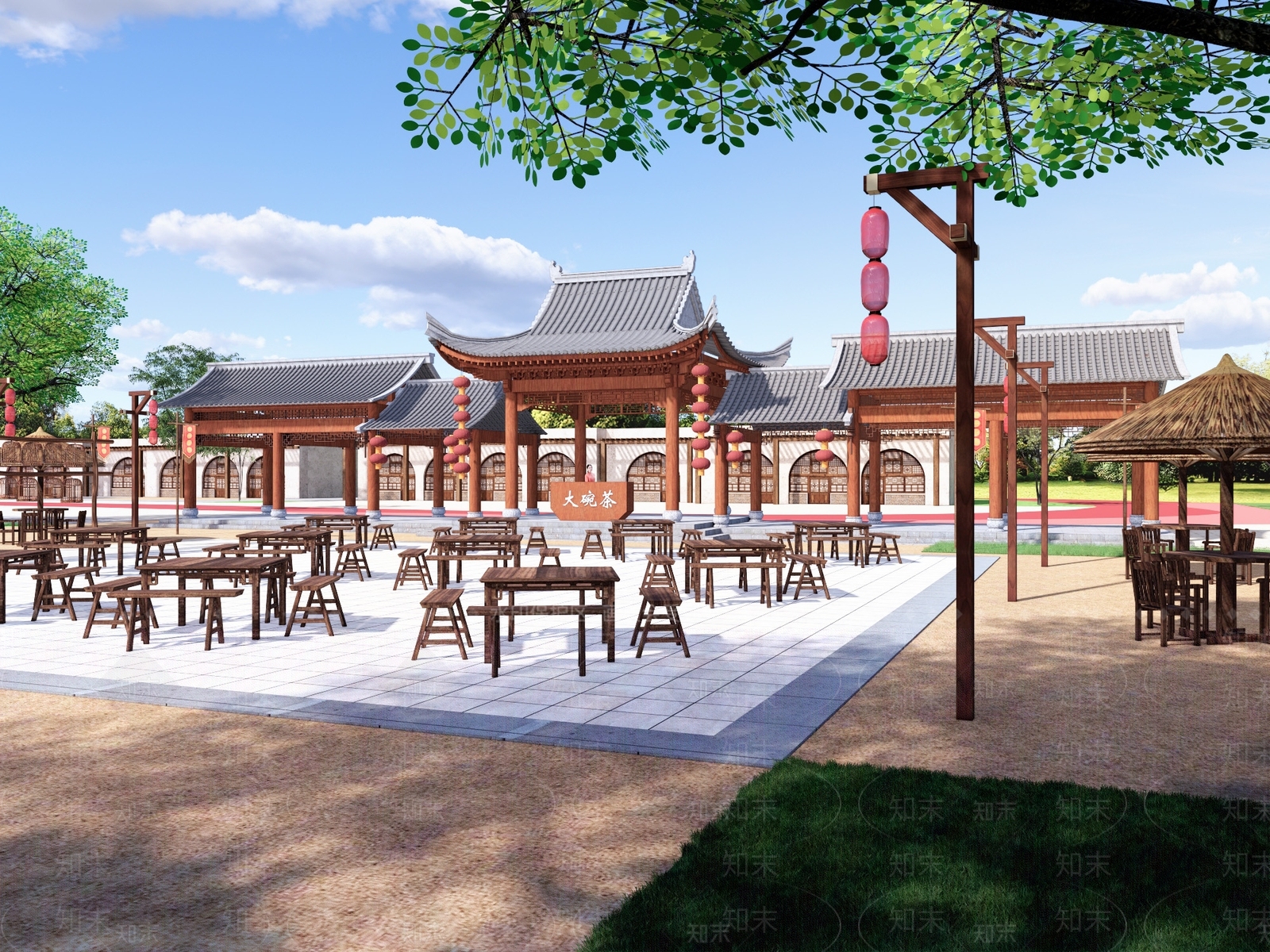 现代新中式乡村庭院SU模型下载【ID:1165583157】