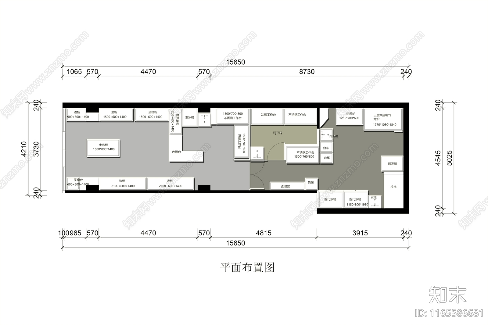 现代蛋糕店施工图下载【ID:1165586681】