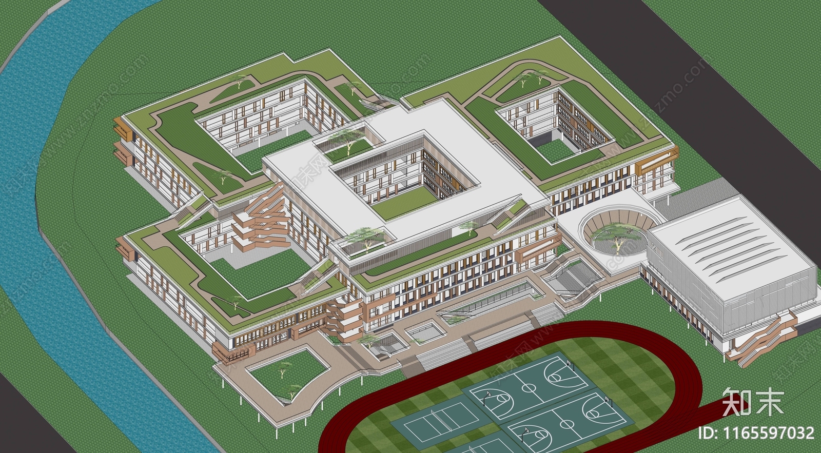 现代学校建筑SU模型下载【ID:1165597032】