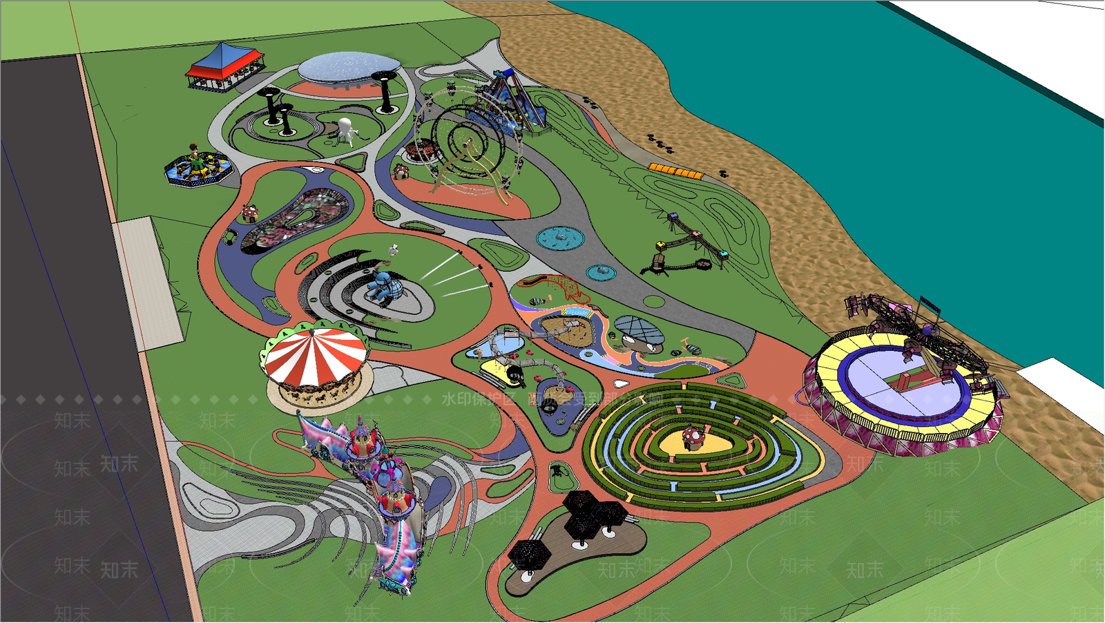 现代儿童游乐区SU模型下载【ID:1165604857】