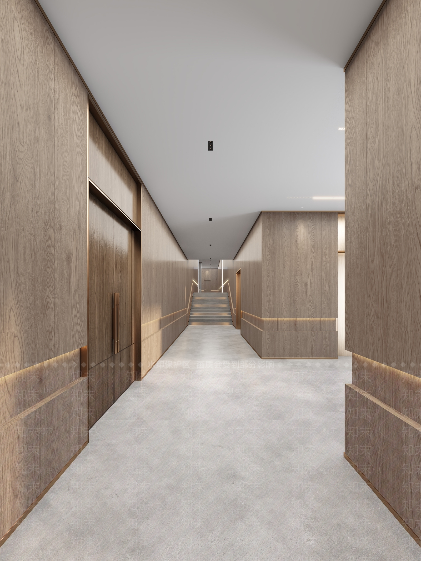现代原木楼梯间3D模型下载【ID:1165606713】