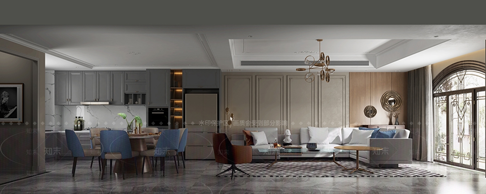 现代欧式家居客厅3D模型下载【ID:1165608314】