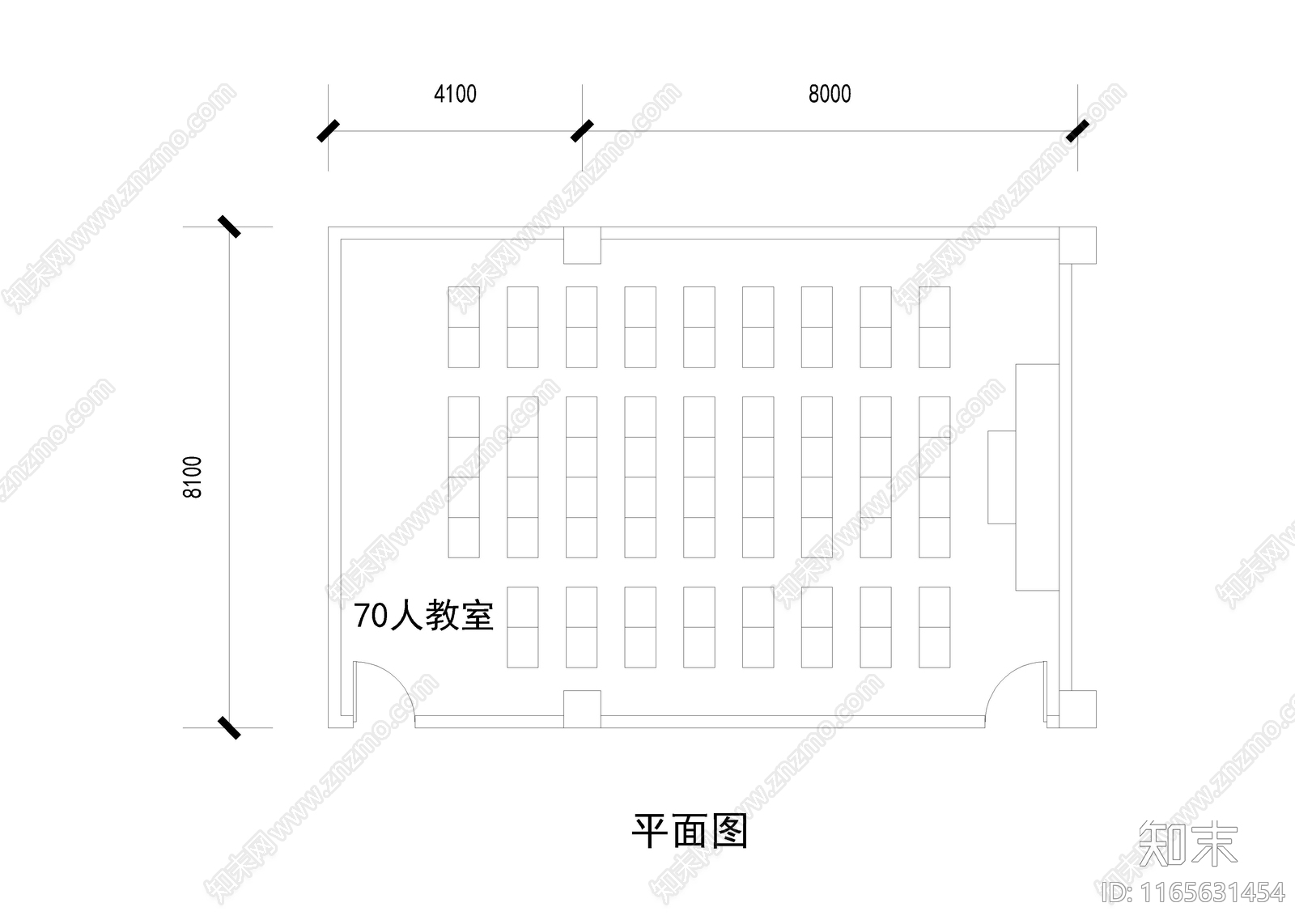 现代教室cad施工图下载【ID:1165631454】