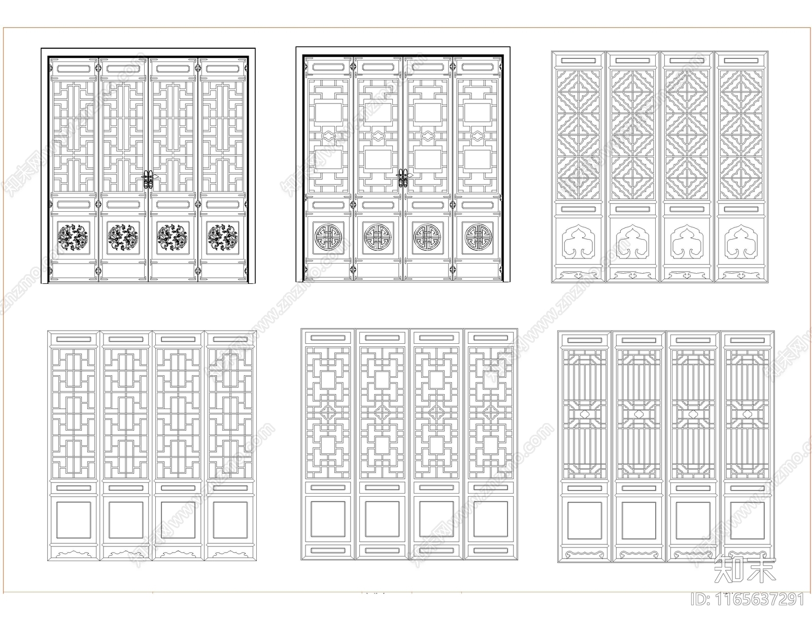 中式门cad施工图下载【ID:1165637291】