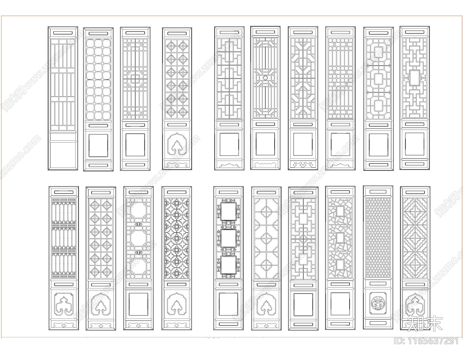 中式门cad施工图下载【ID:1165637291】
