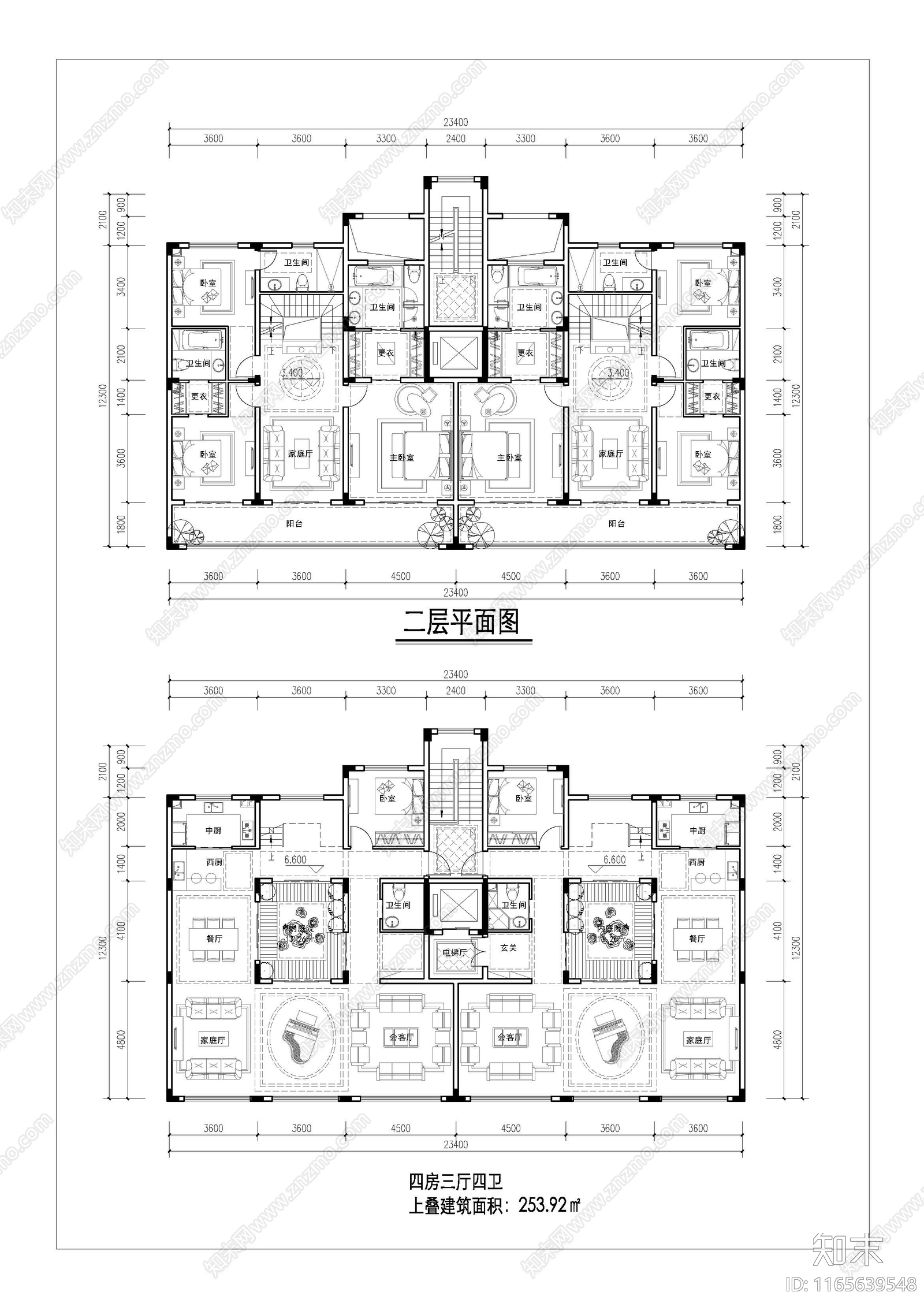 现代新中式住宅楼建筑施工图下载【ID:1165639548】