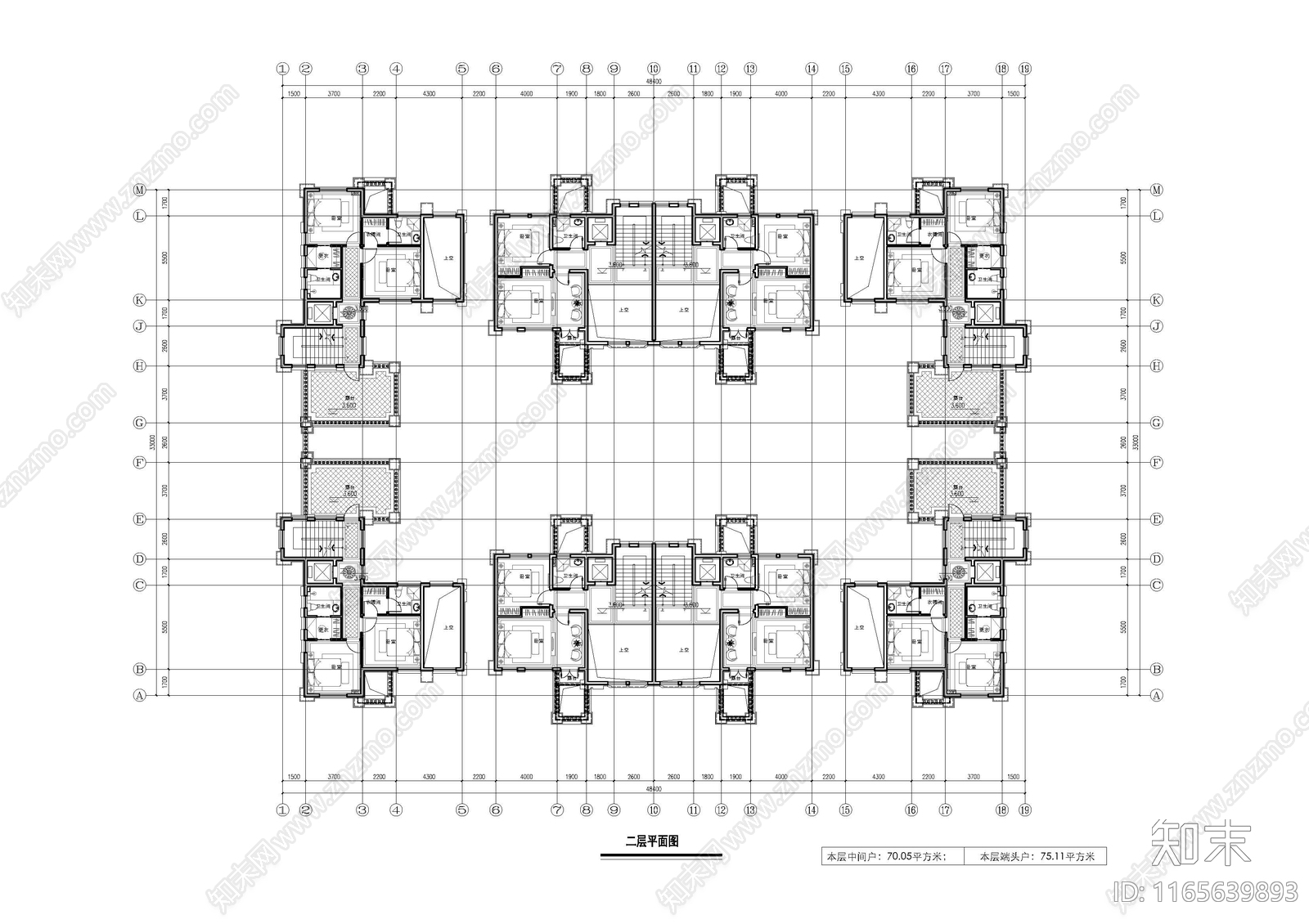 现代新中式四合院cad施工图下载【ID:1165639893】