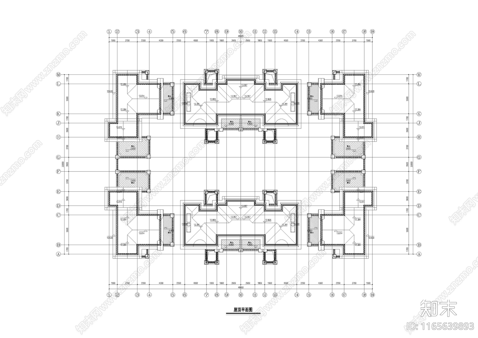 现代新中式四合院cad施工图下载【ID:1165639893】