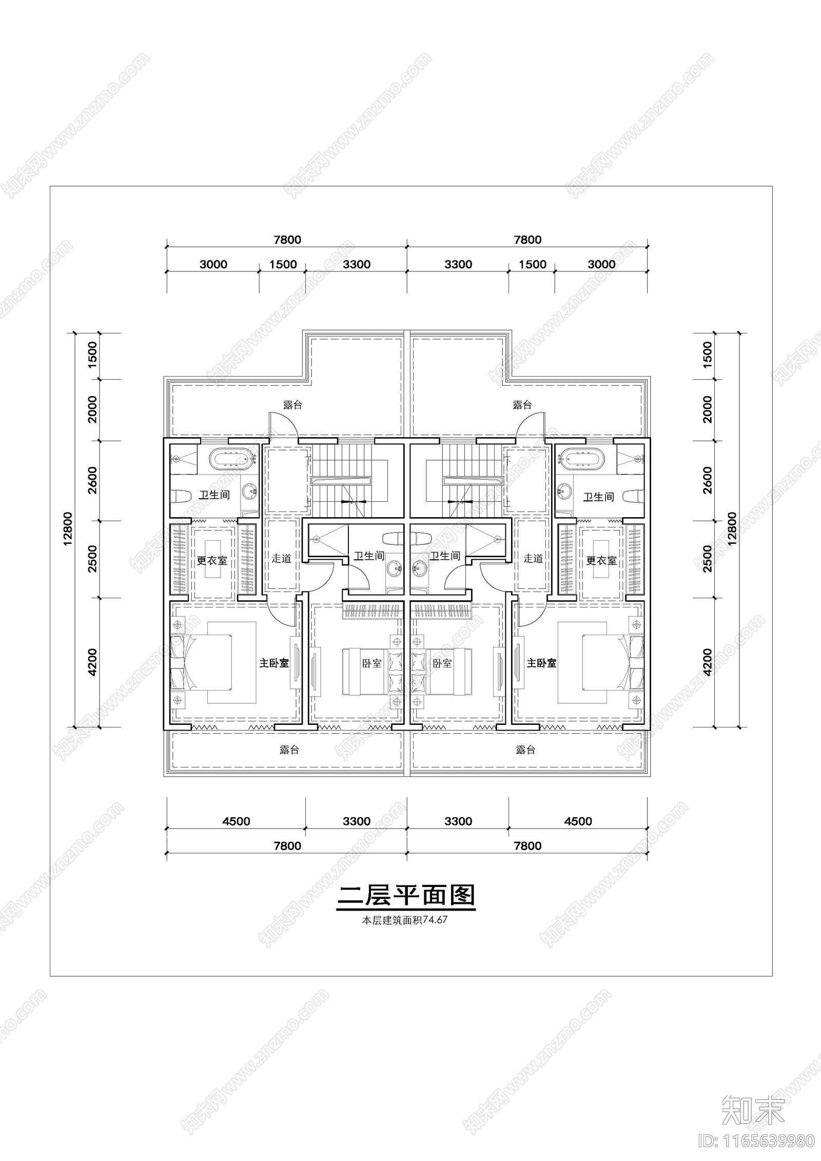 现代新中式别墅建筑施工图下载【ID:1165639980】