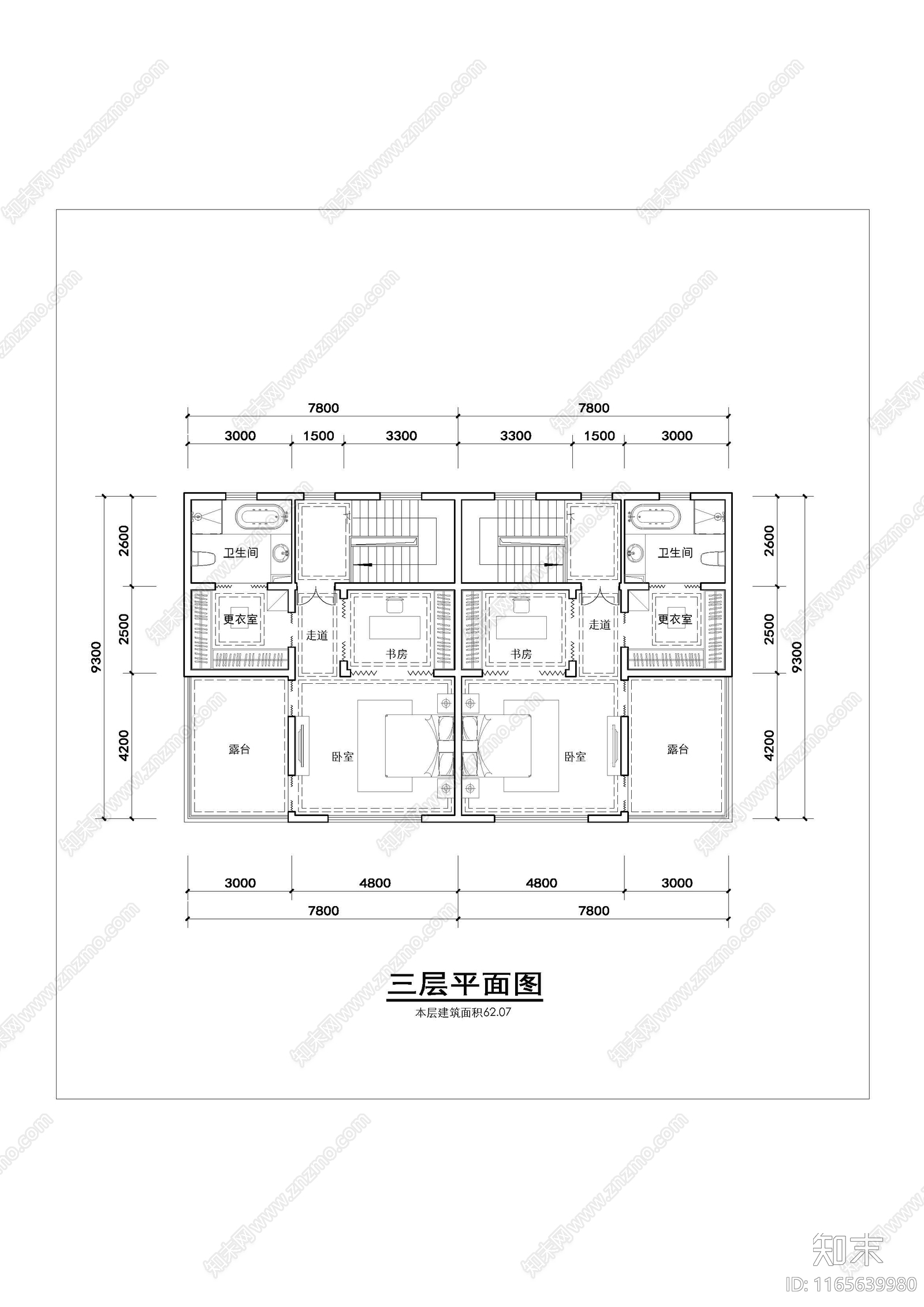 现代新中式别墅建筑施工图下载【ID:1165639980】