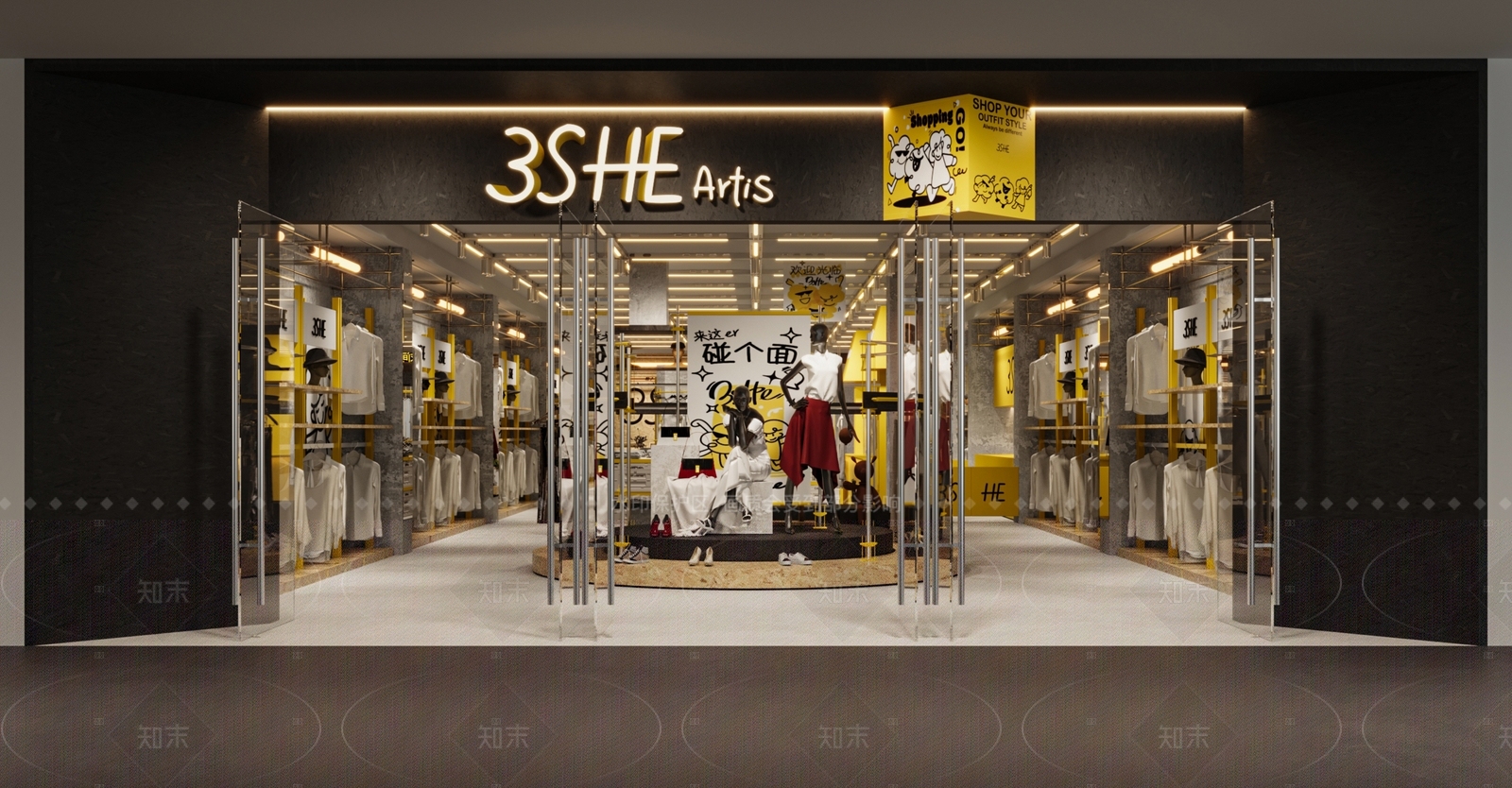 工业现代服装店3D模型下载【ID:1165650516】