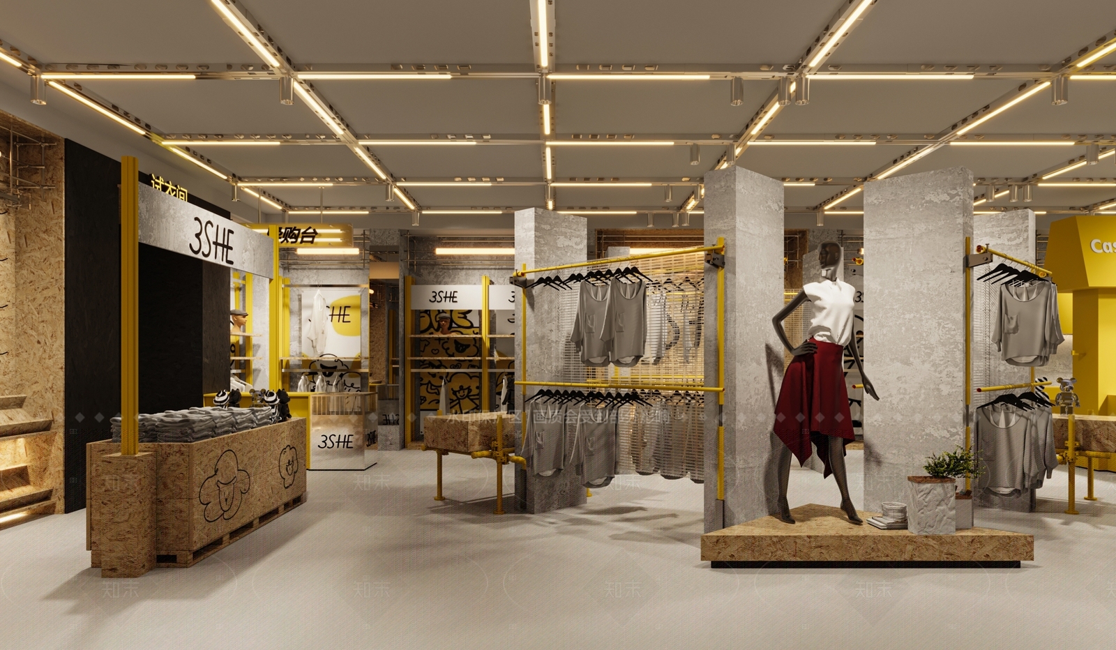 工业现代服装店3D模型下载【ID:1165650516】