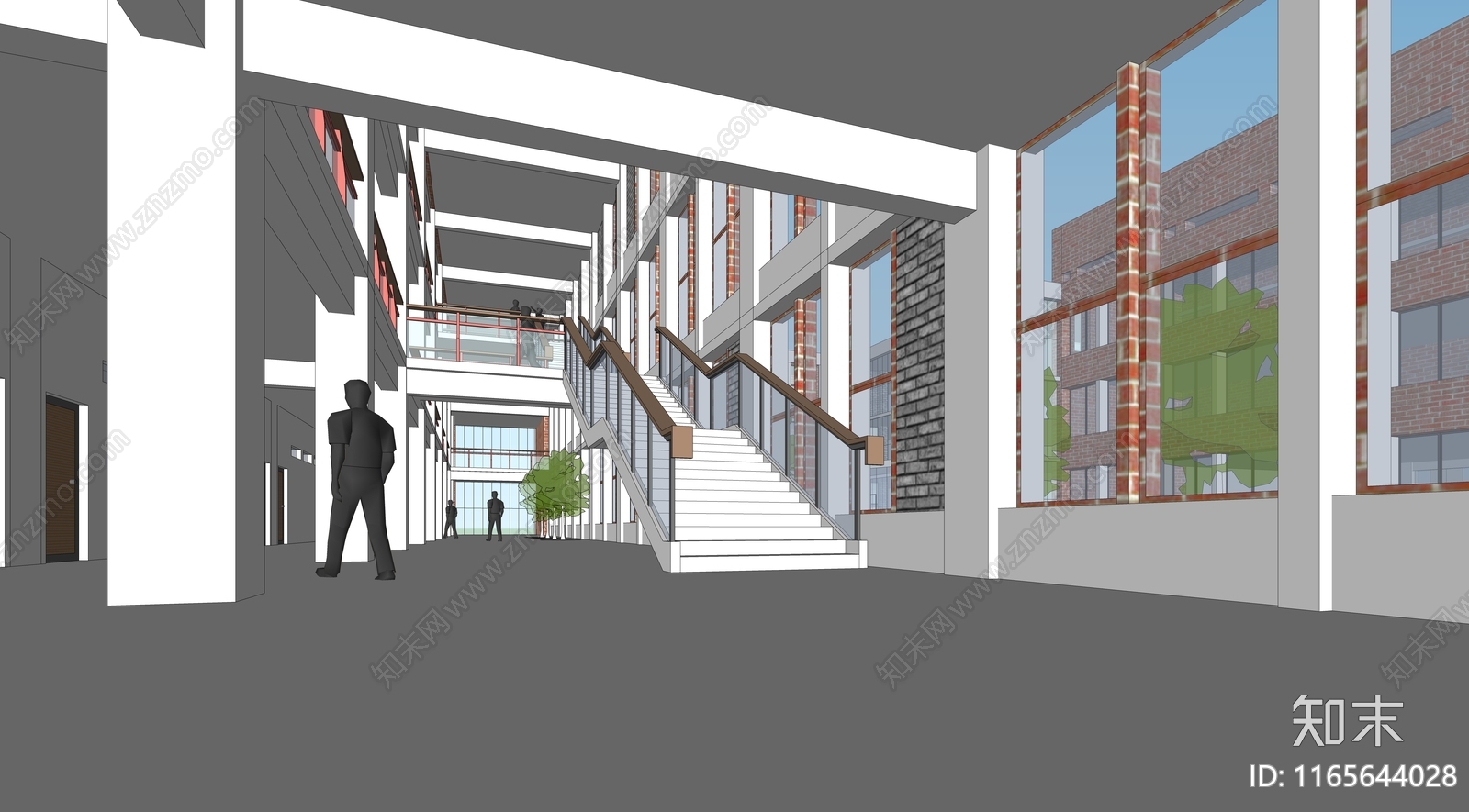 现代学校建筑SU模型下载【ID:1165644028】